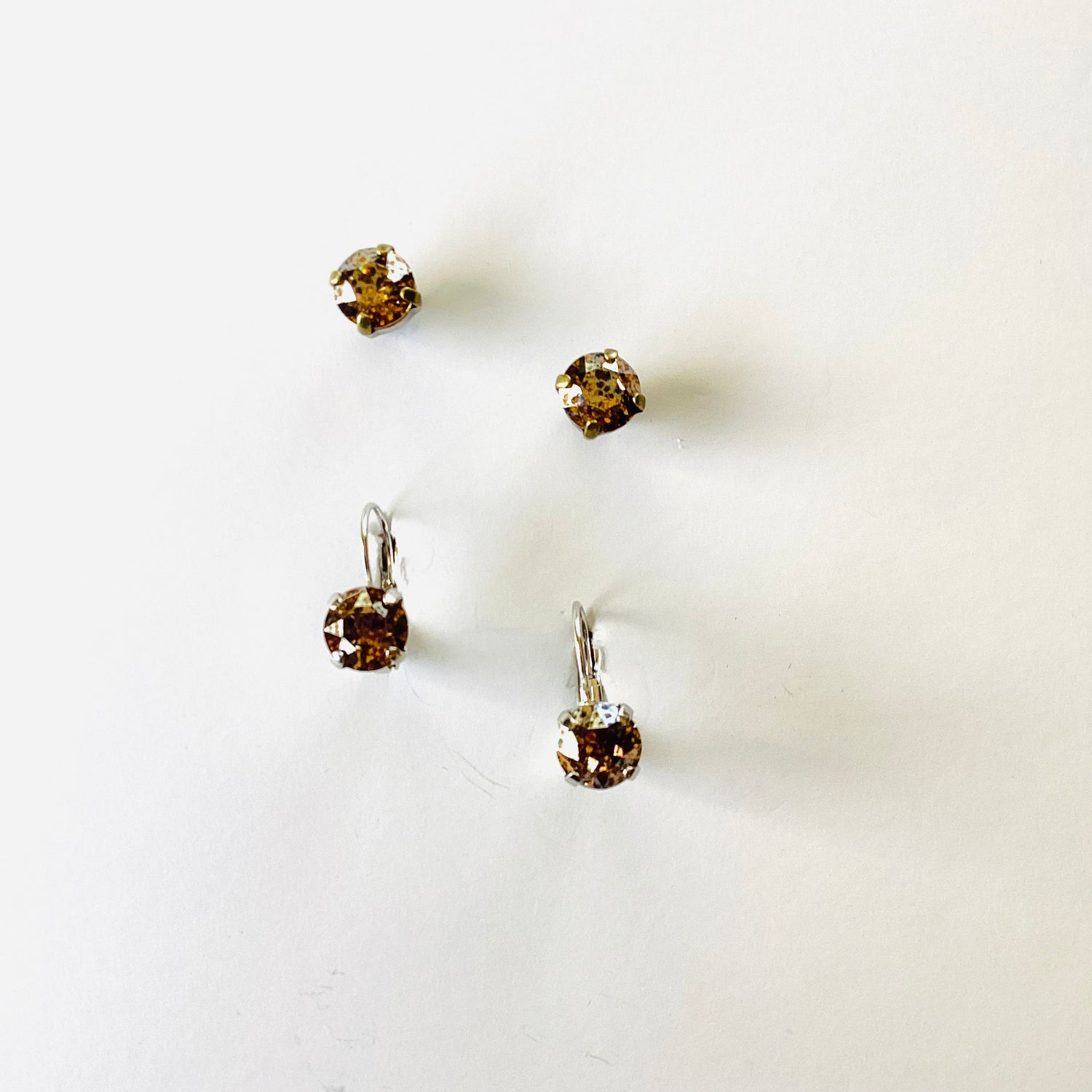 8mm Drop OR Post in Light Colorado Topaz Silver Patina