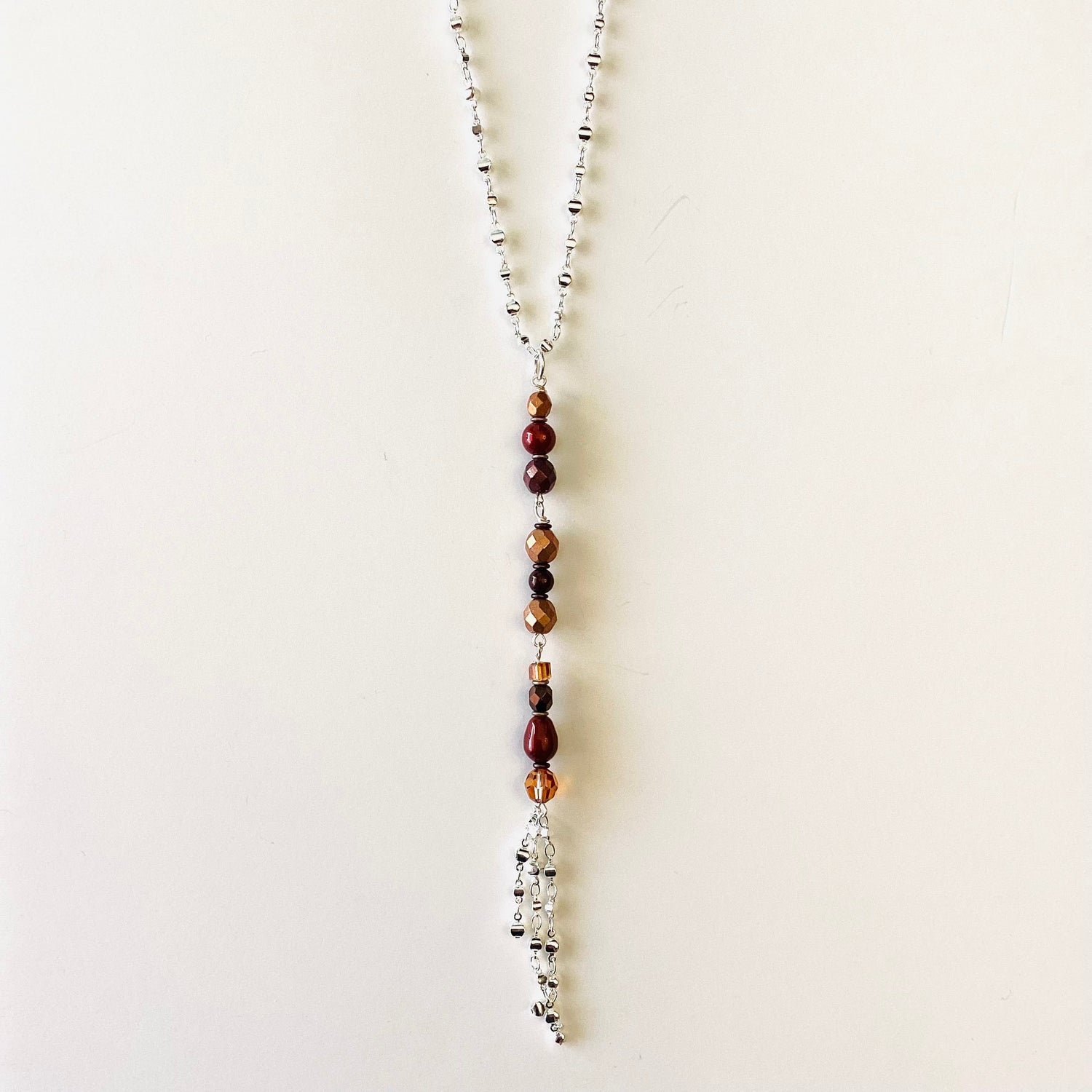 Fall Hues Long Charm Tassel Necklace