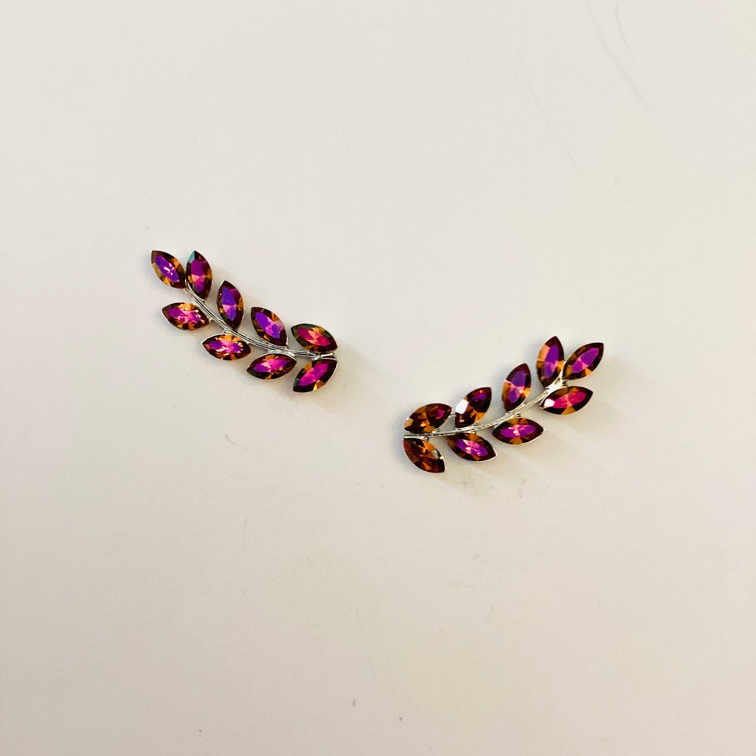 Leaf Crawler/Drop Earrings in Mahogany