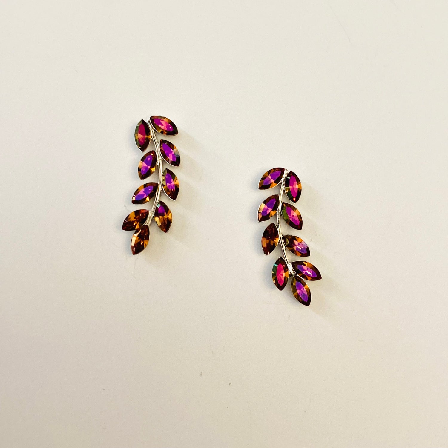 Leaf Crawler/Drop Earrings in Mahogany