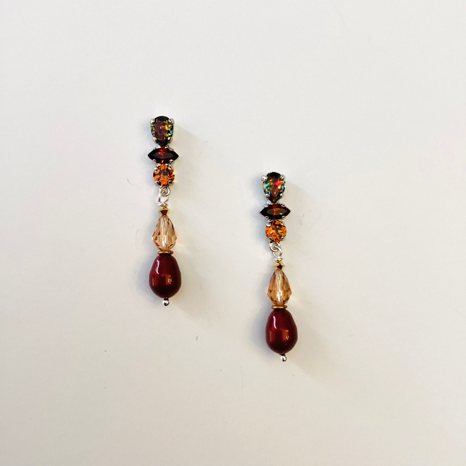 Elegant Pearl Drop Earrings in Fall Hues