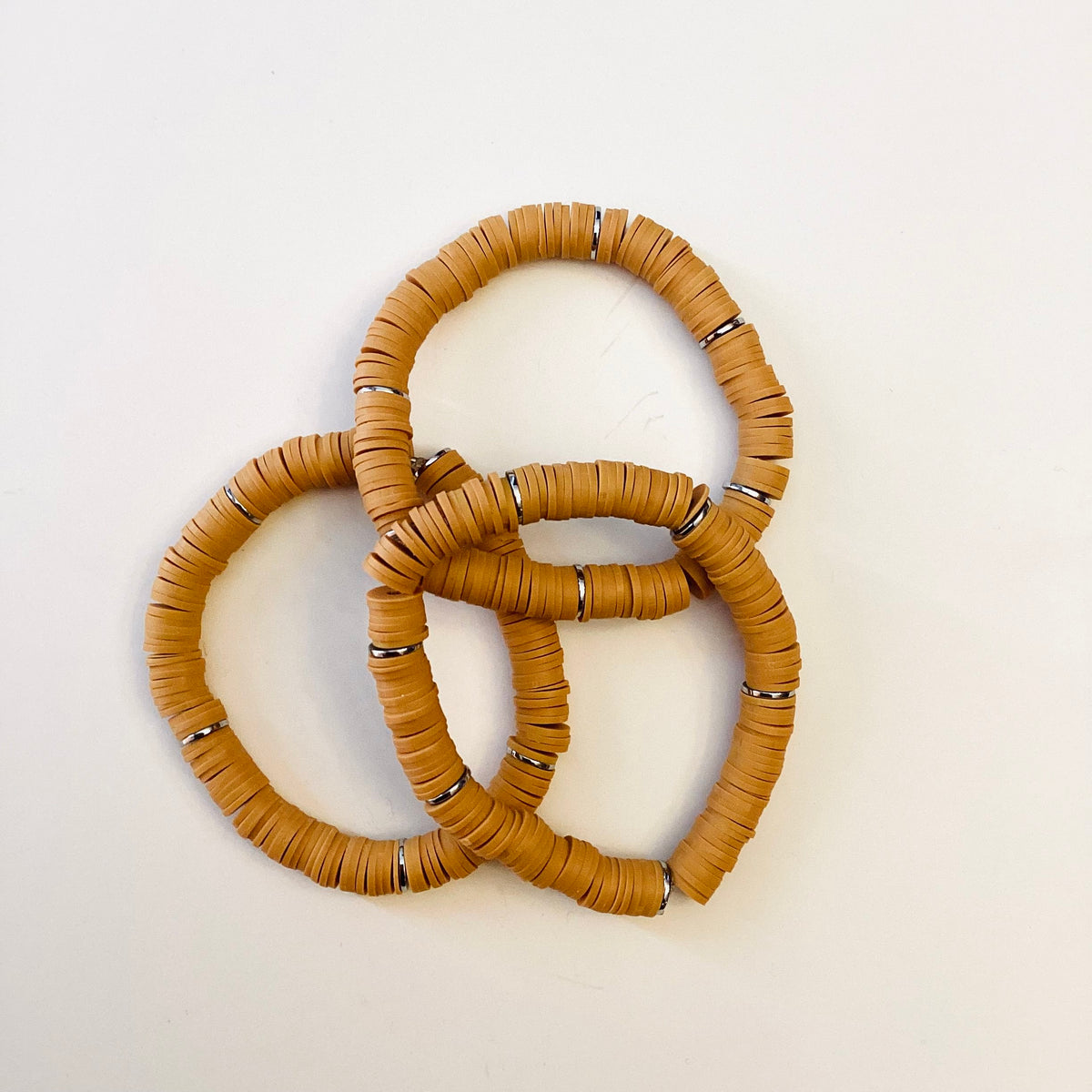 Heishi Stretch Bracelet {NO CHARM} - Latte - KaraMarie