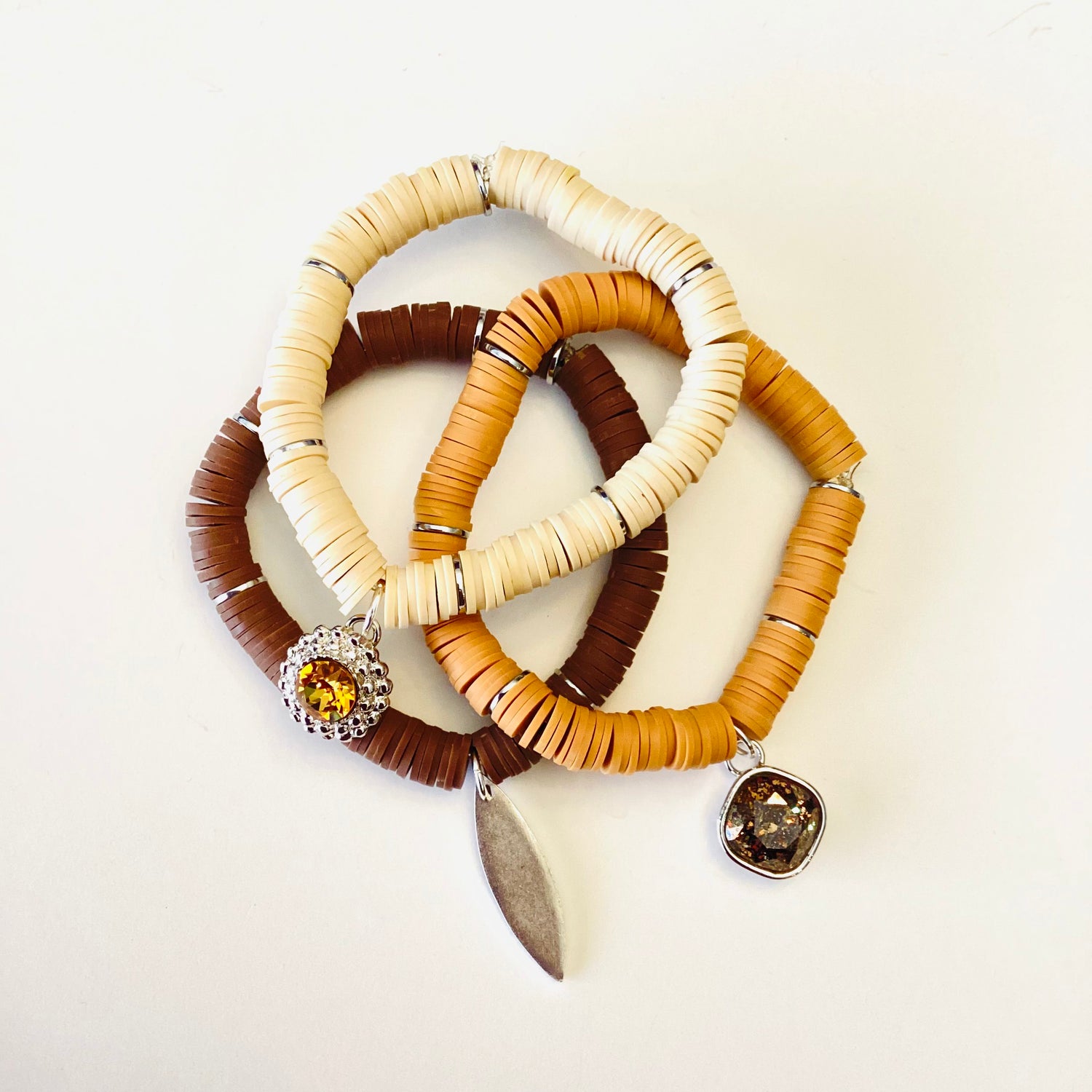 Fall Heishi Charm Stretch Bracelet Set