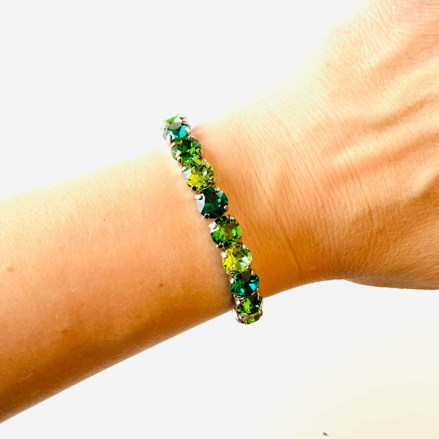 Diamonds Stretch Bracelet in Green Hues
