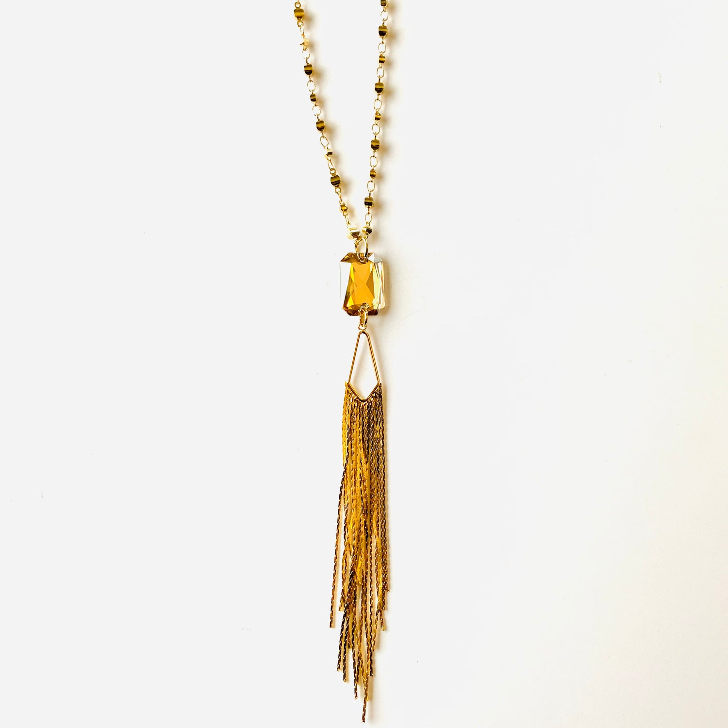 Golden Fringe Necklace in Golden Shadow