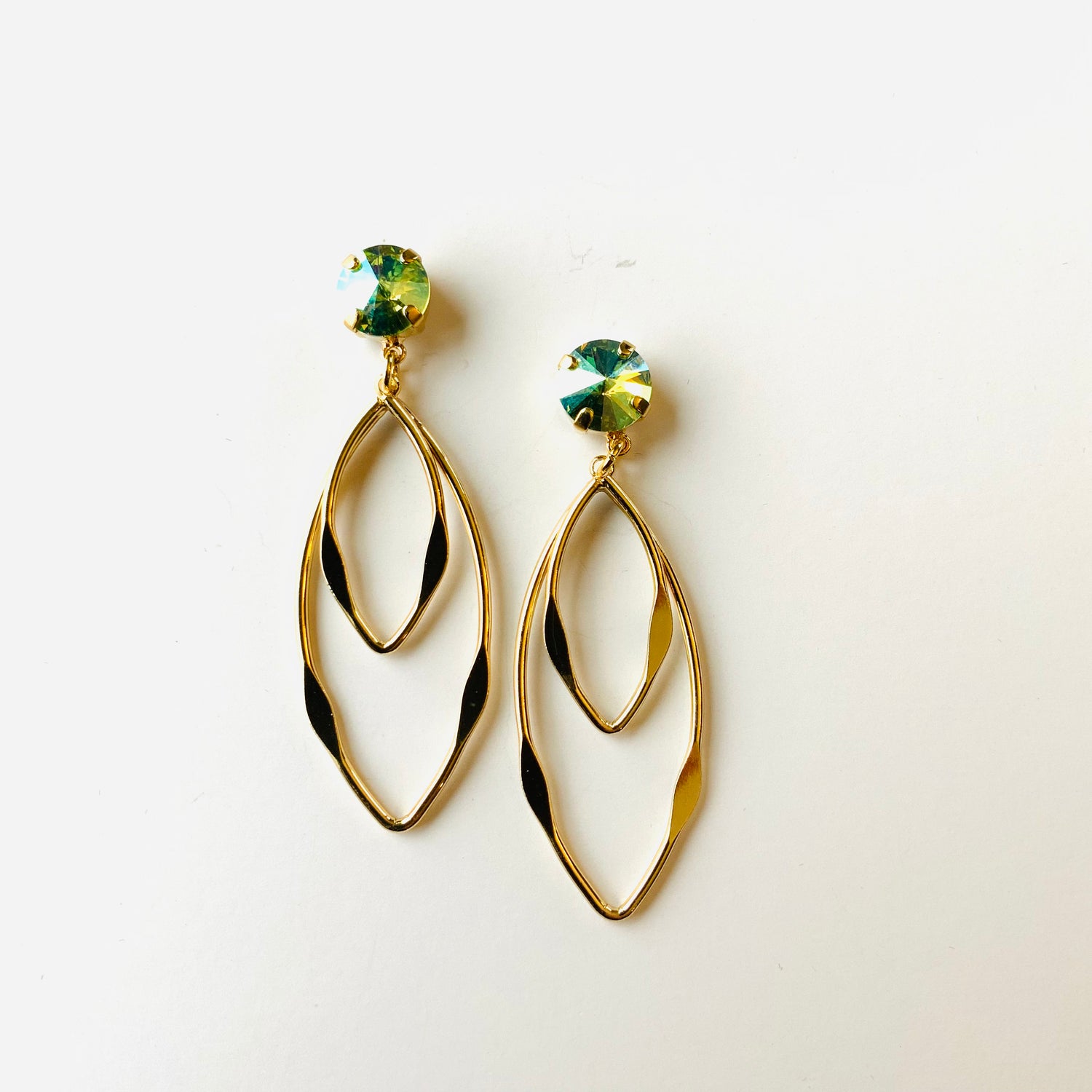 Marquise Drop Earrings in Peridot Shimmer