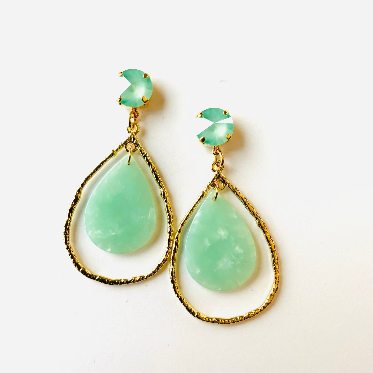 Floating Mint Teardrop Earrings