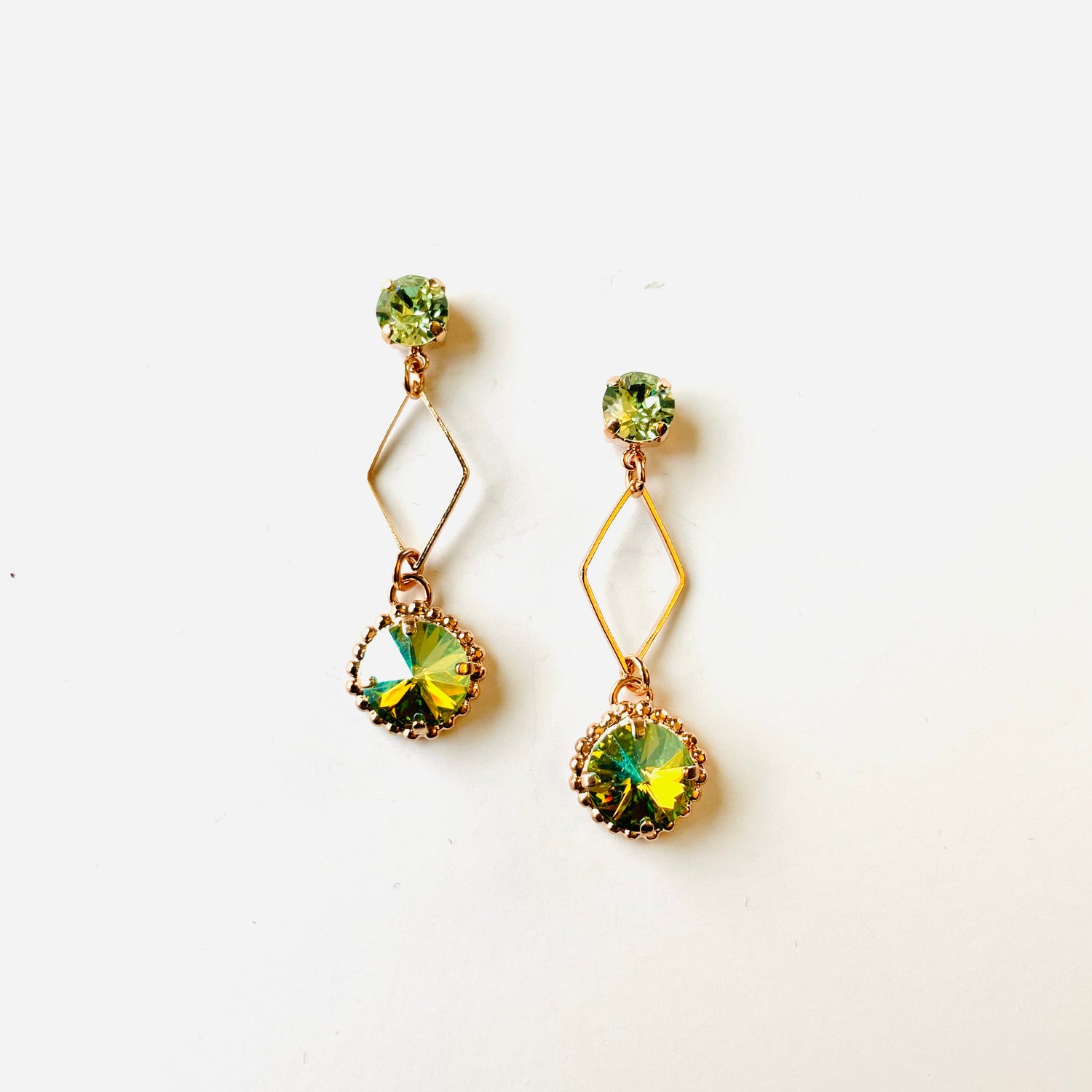 Rose Gold Peridot Drop Earrings