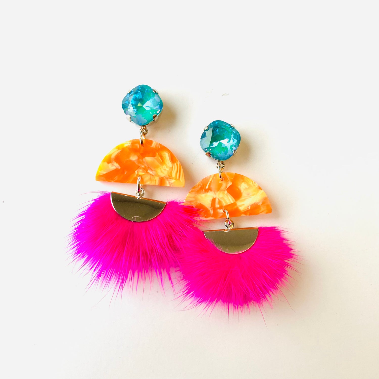 Pops of Neon Faux Fur Earrings