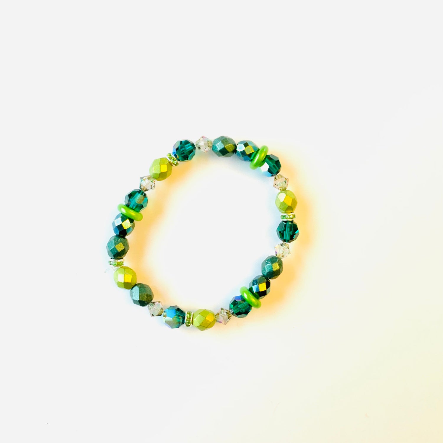 Beaded Stretch Bracelet in Green Hues