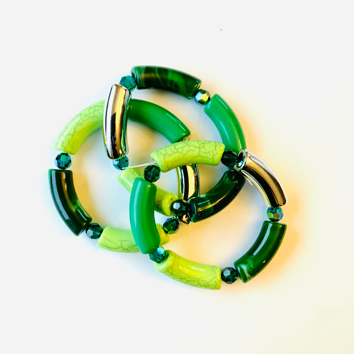 Bamboo Bracelet in Green Hues - KaraMarie