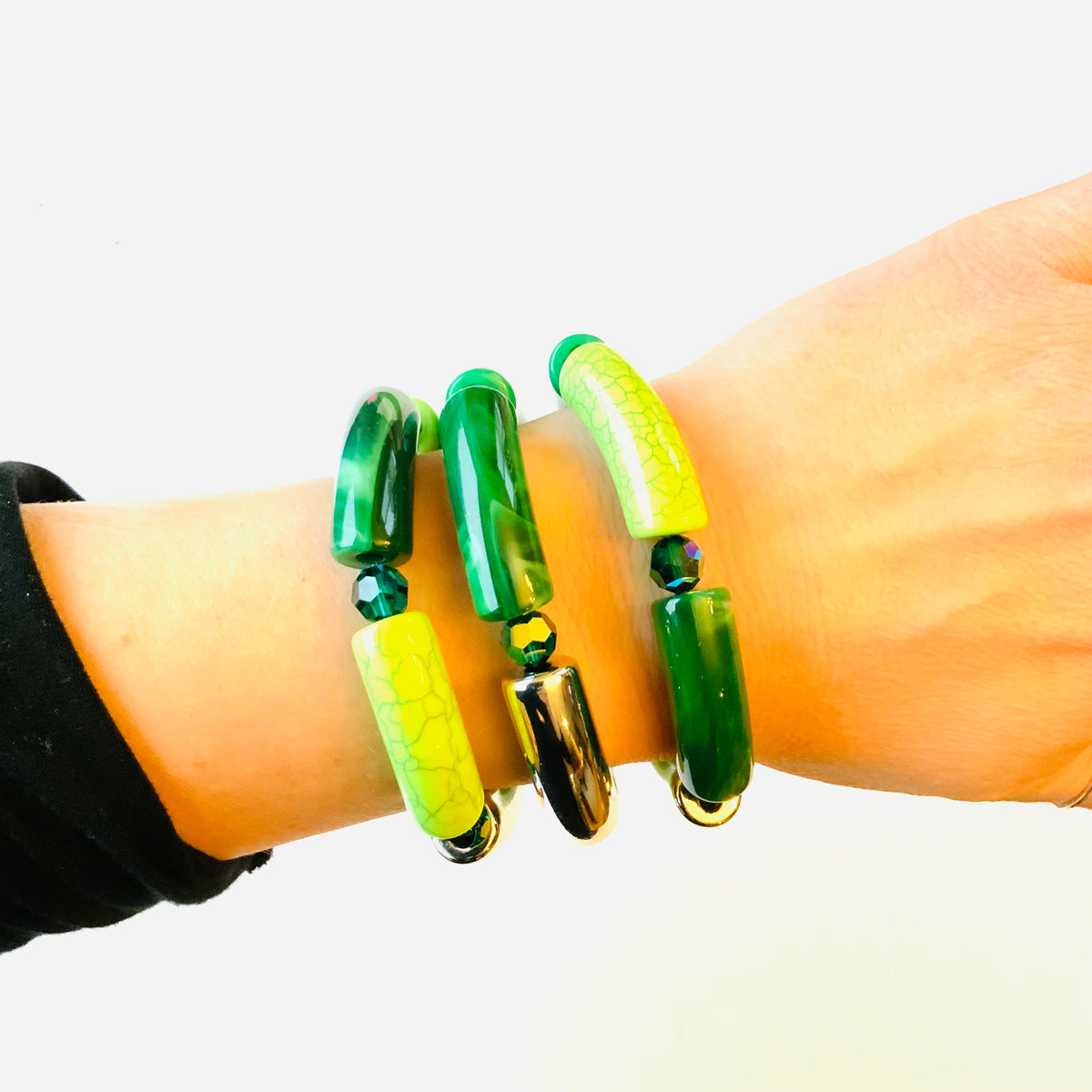 Bamboo Bracelet in Green Hues - KaraMarie
