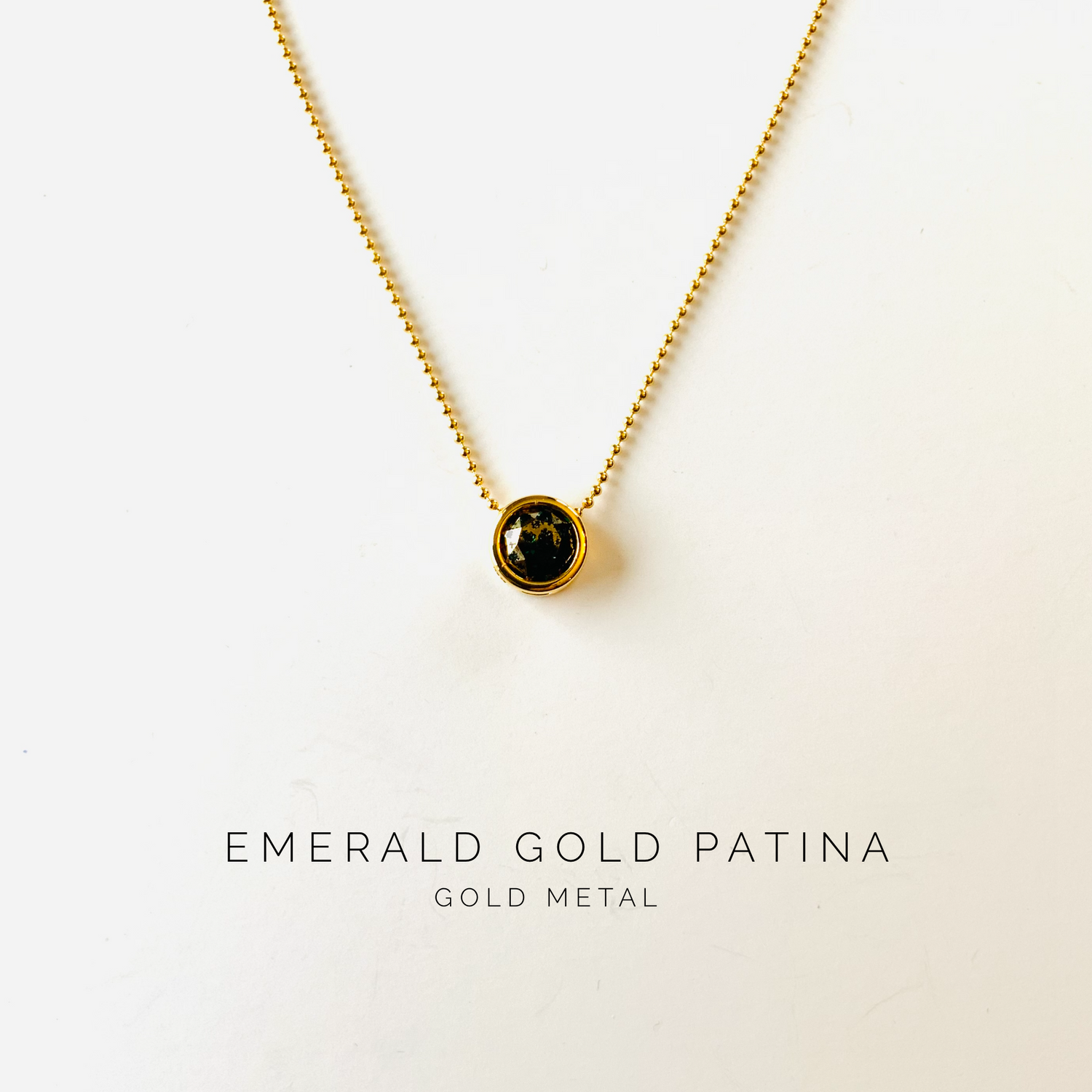 8mm Slide Pendant Necklace in Emerald Gold Patina