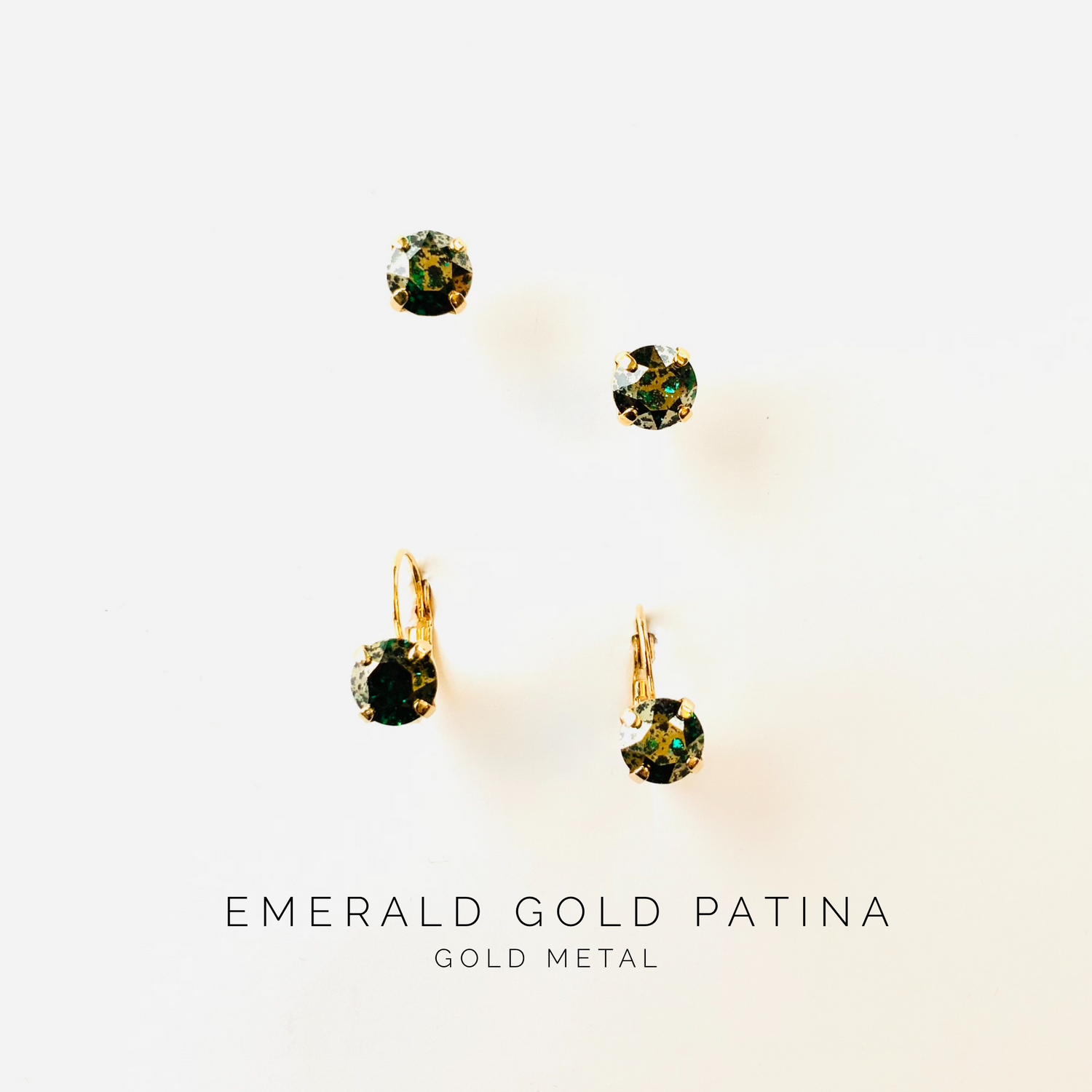 8mm Drop OR Post in Emerald Gold Patina