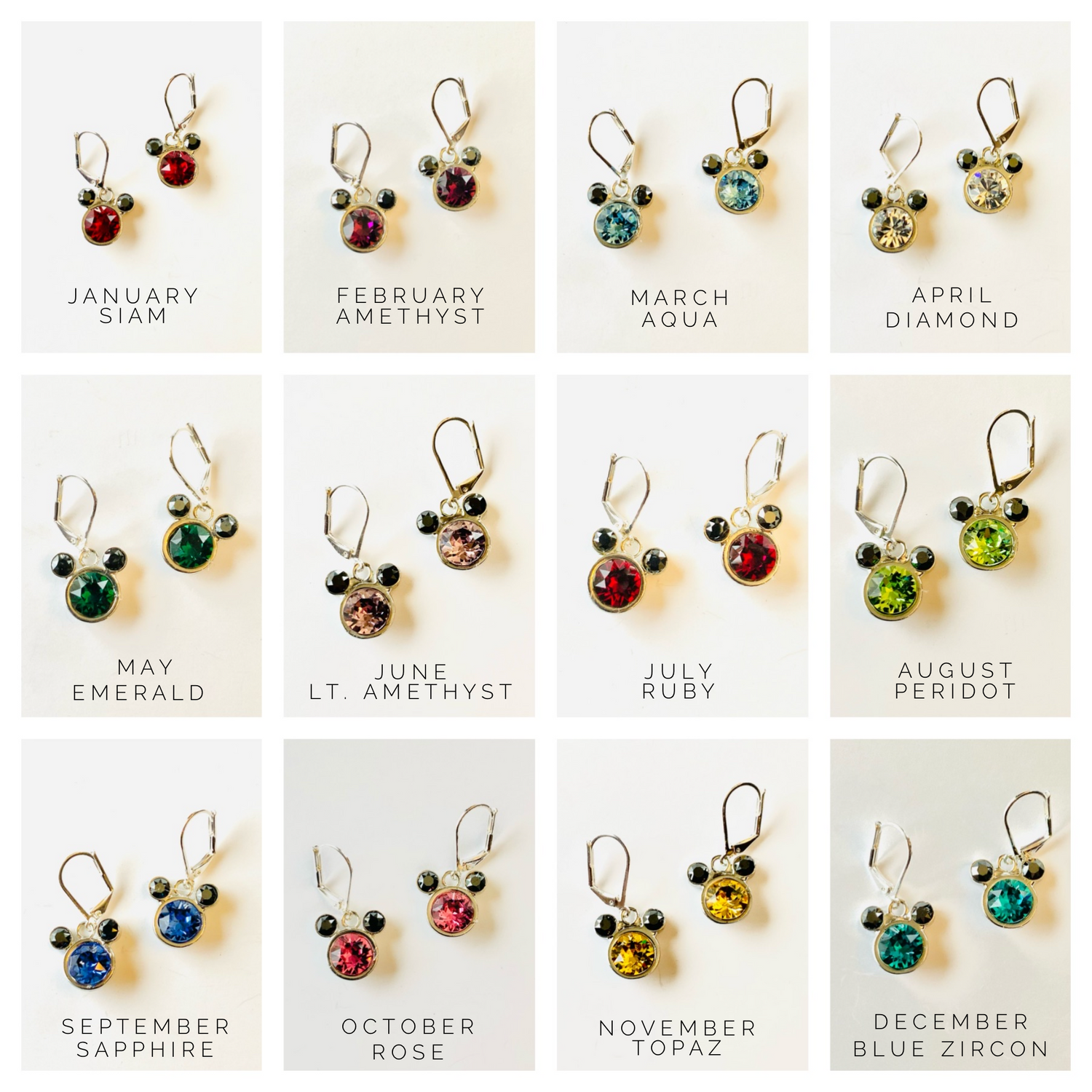 Birthstone Mouse Earring