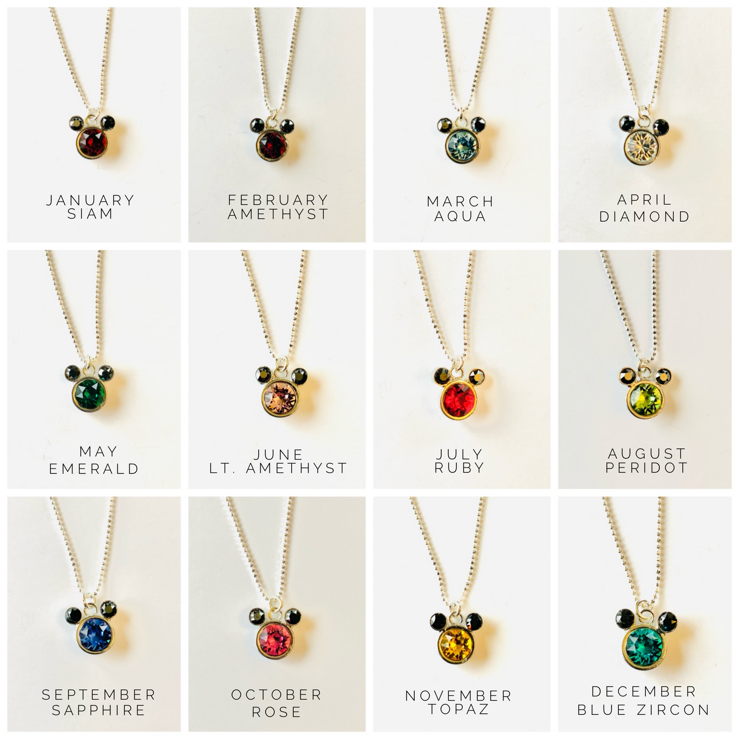 Birthstone Mouse Necklace