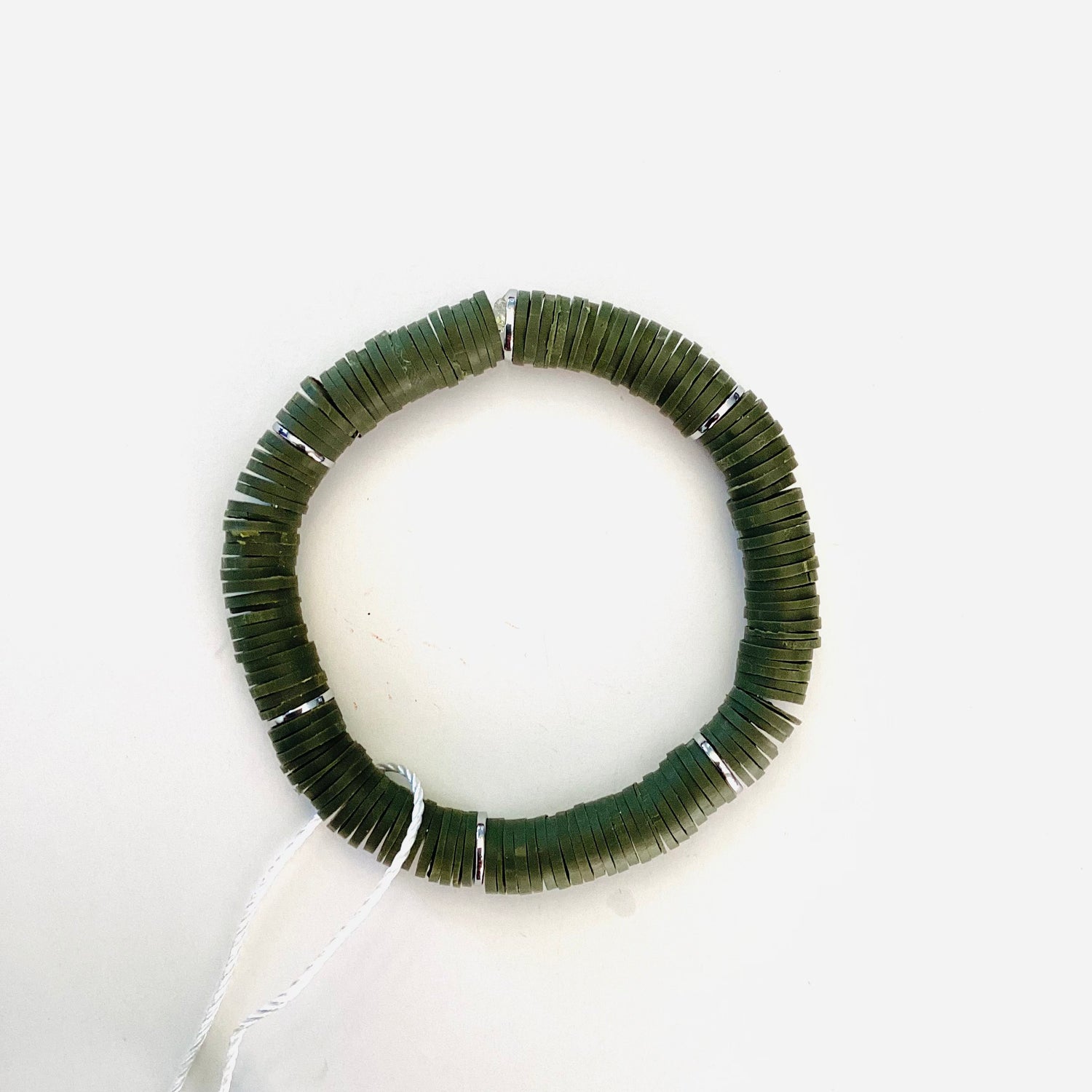 Heishi Stretch Bracelet {NO CHARM} - Olive - KaraMarie