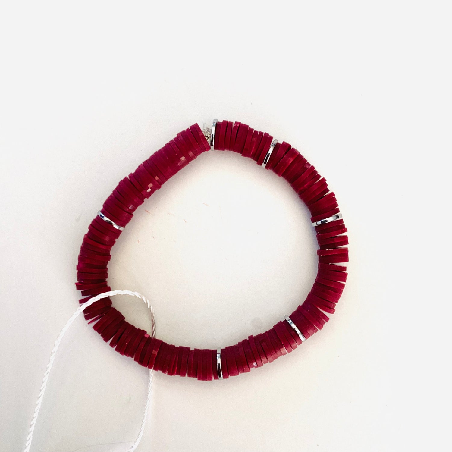 Heishi Stretch Bracelet {NO CHARM} - Burgundy