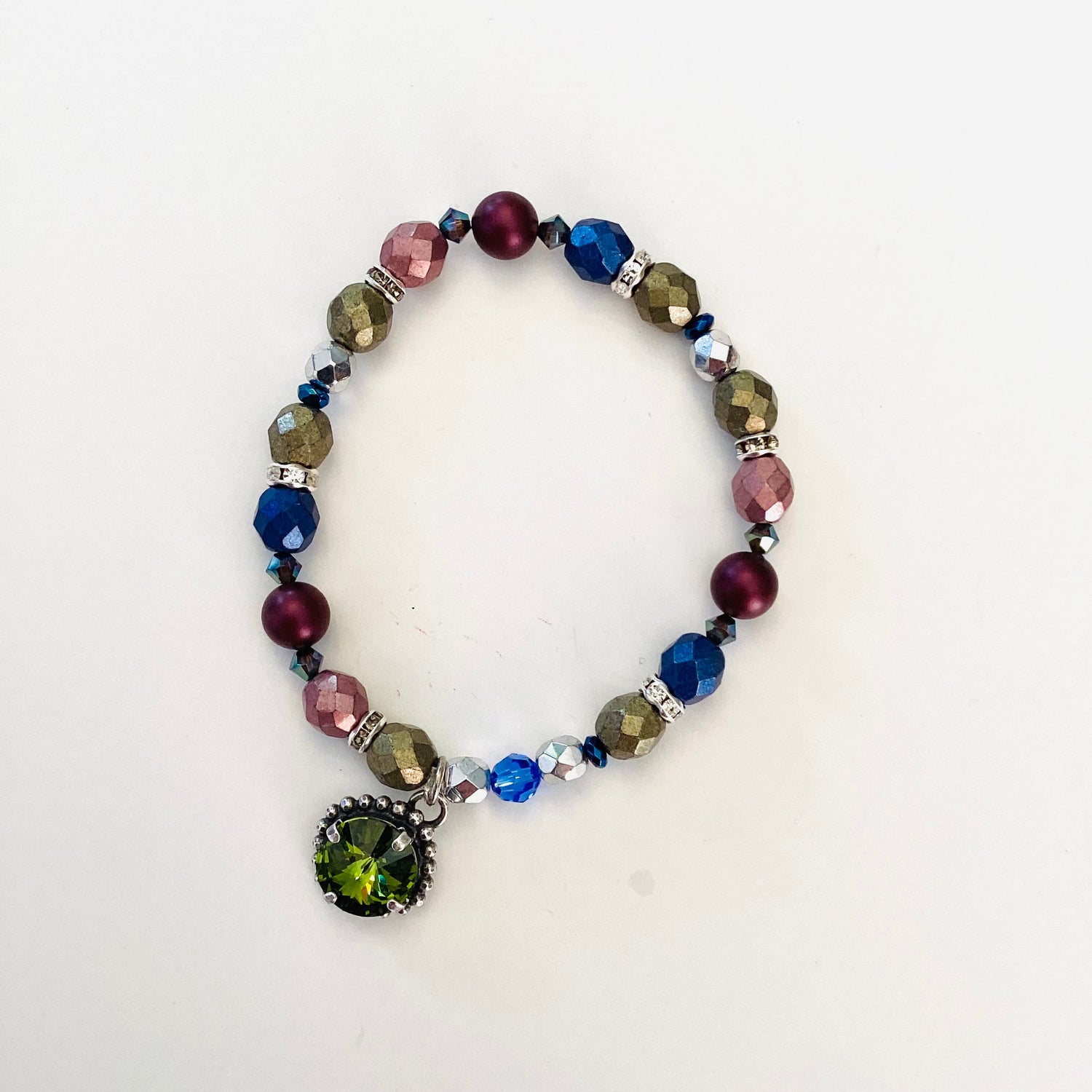 Fall Hues Stretch Bracelet in Olivine - KaraMarie