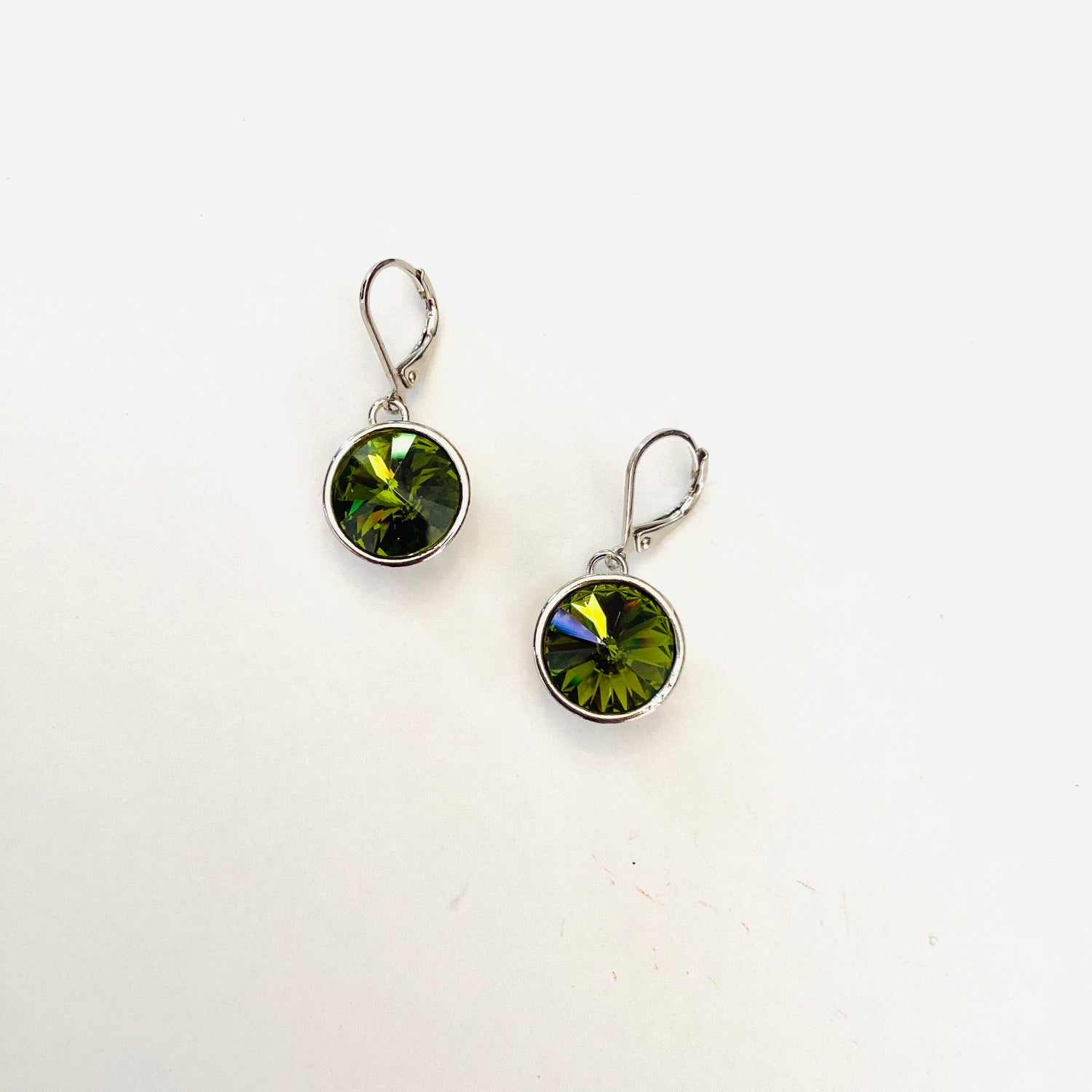 Rivoli Round Drop Earring in Olivine