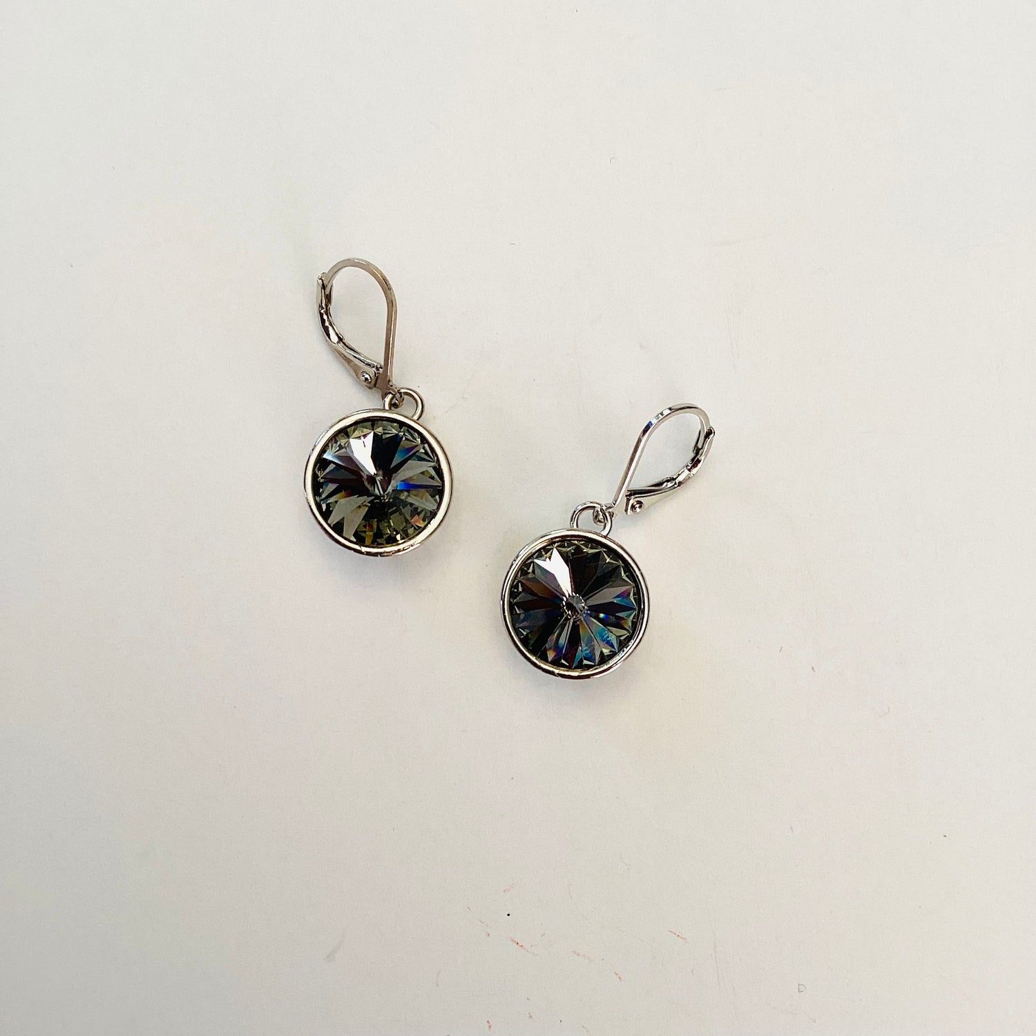 Rivoli Round Drop Earring in Black Diamond