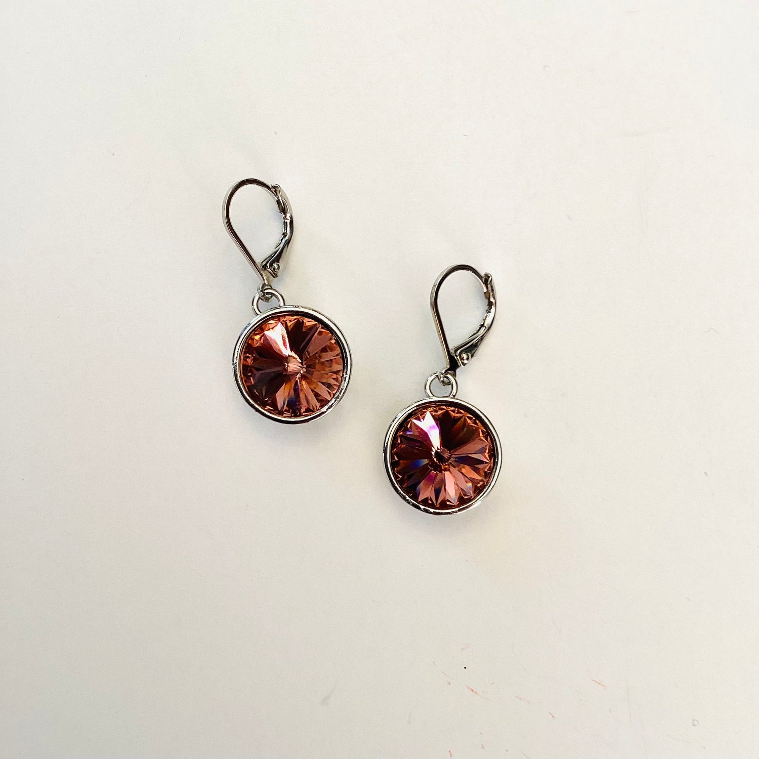 Rivoli Round Drop Earring in Blush Rose