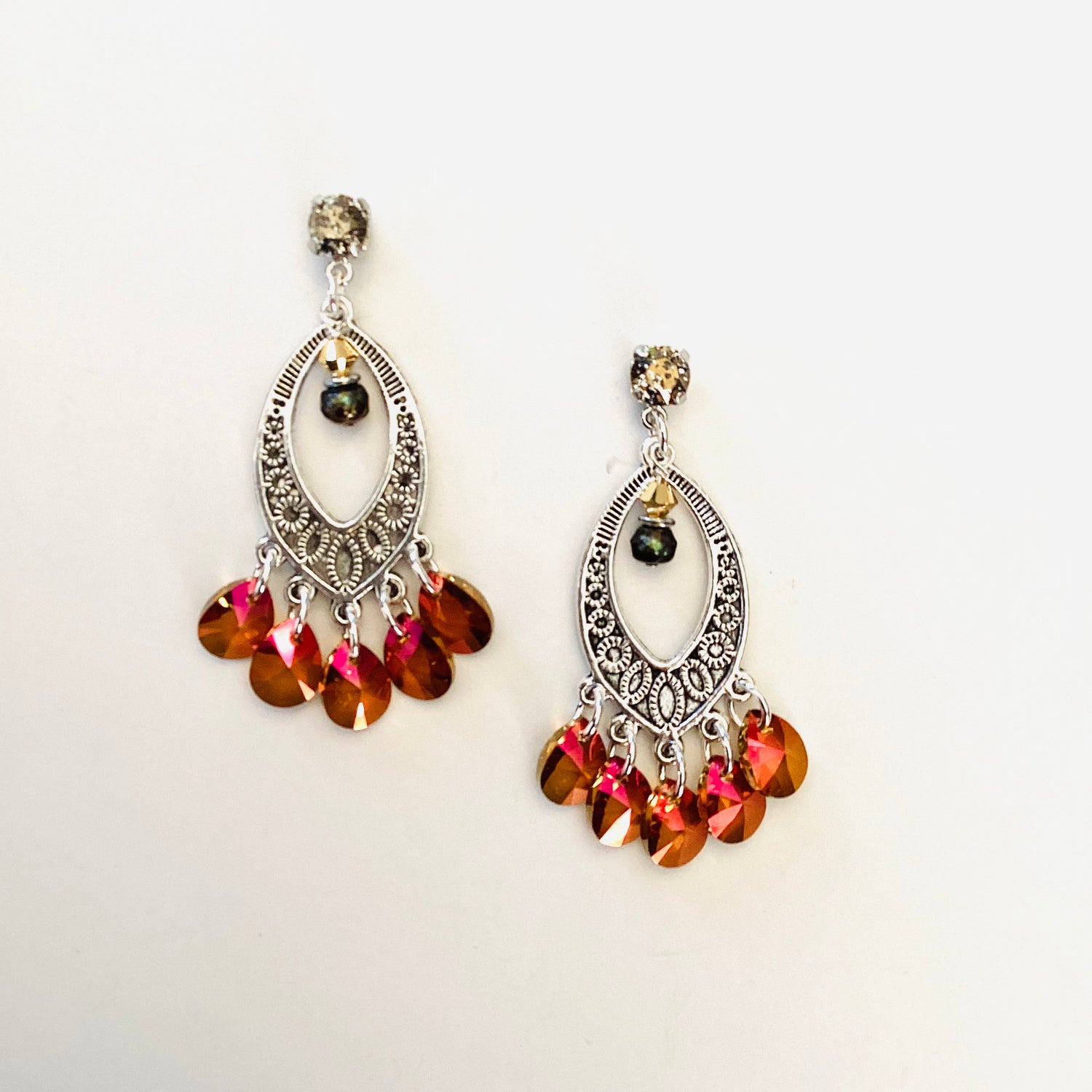 Mahogany Filigree Chandlier Earrings