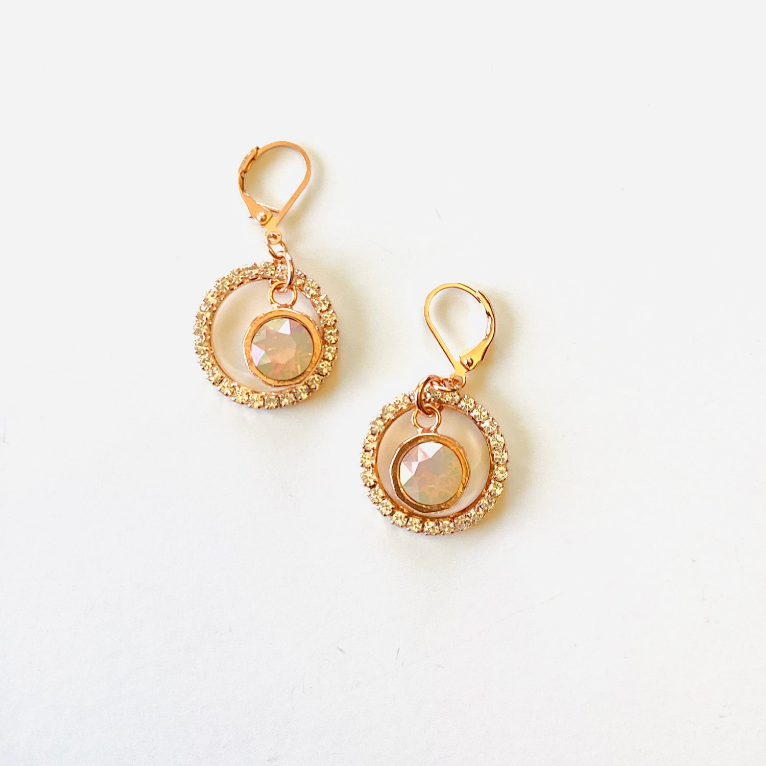 Halo Earrings in Rose Water Opal