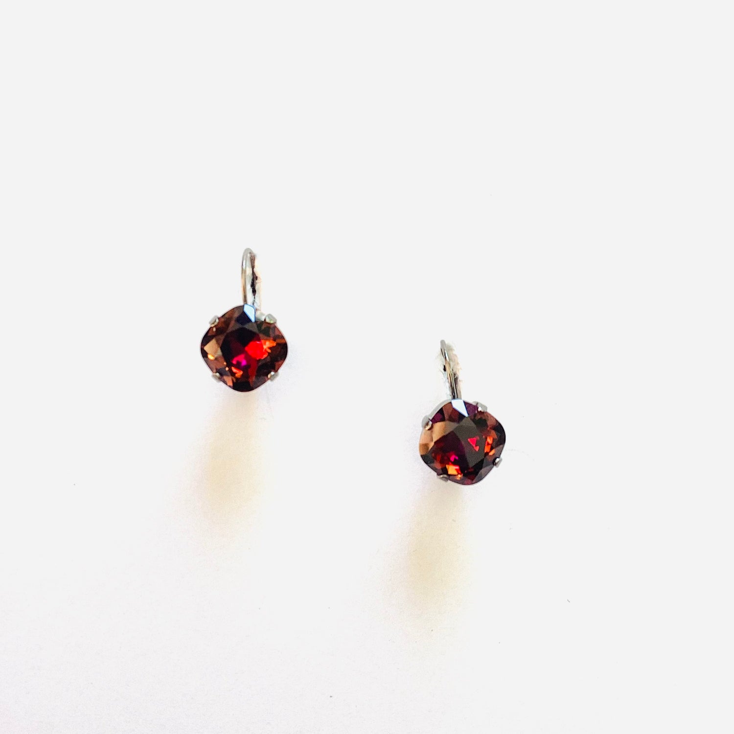 12mm Square Cushion Drop Earring in Amethyst Volcano