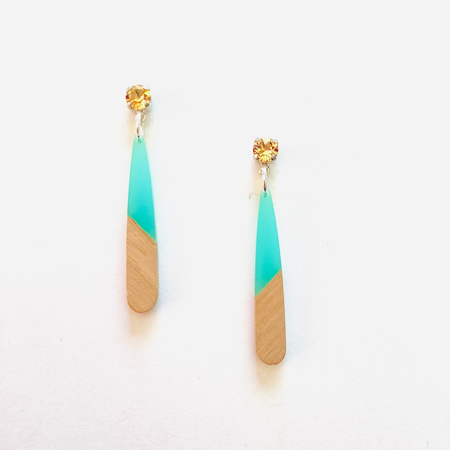 Minty Wooden Earring