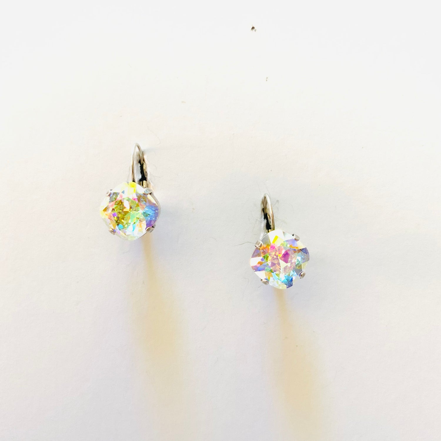 12mm Square Cushion Drop Earring in Crystal Transmission