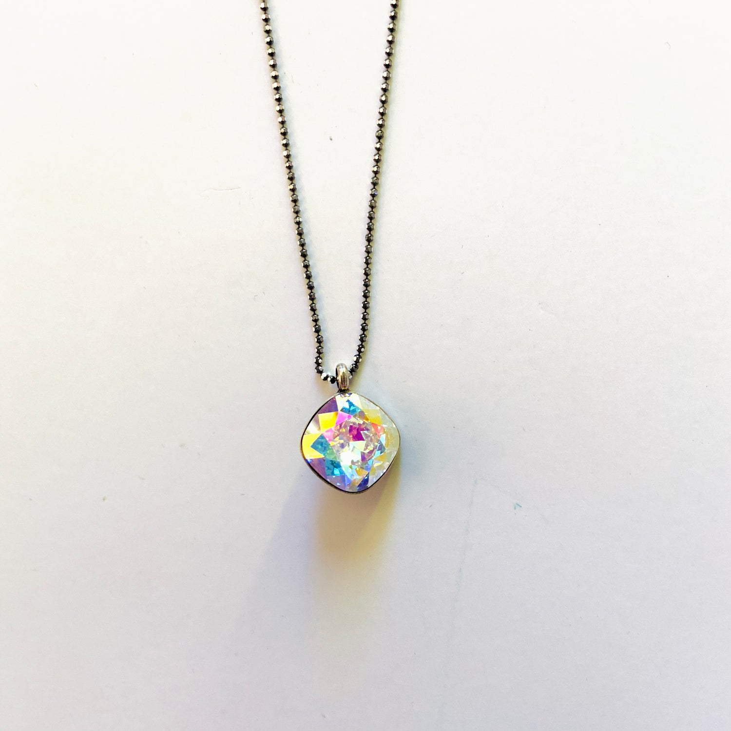 12mm Square Cushion Necklace in Crystal Transmission