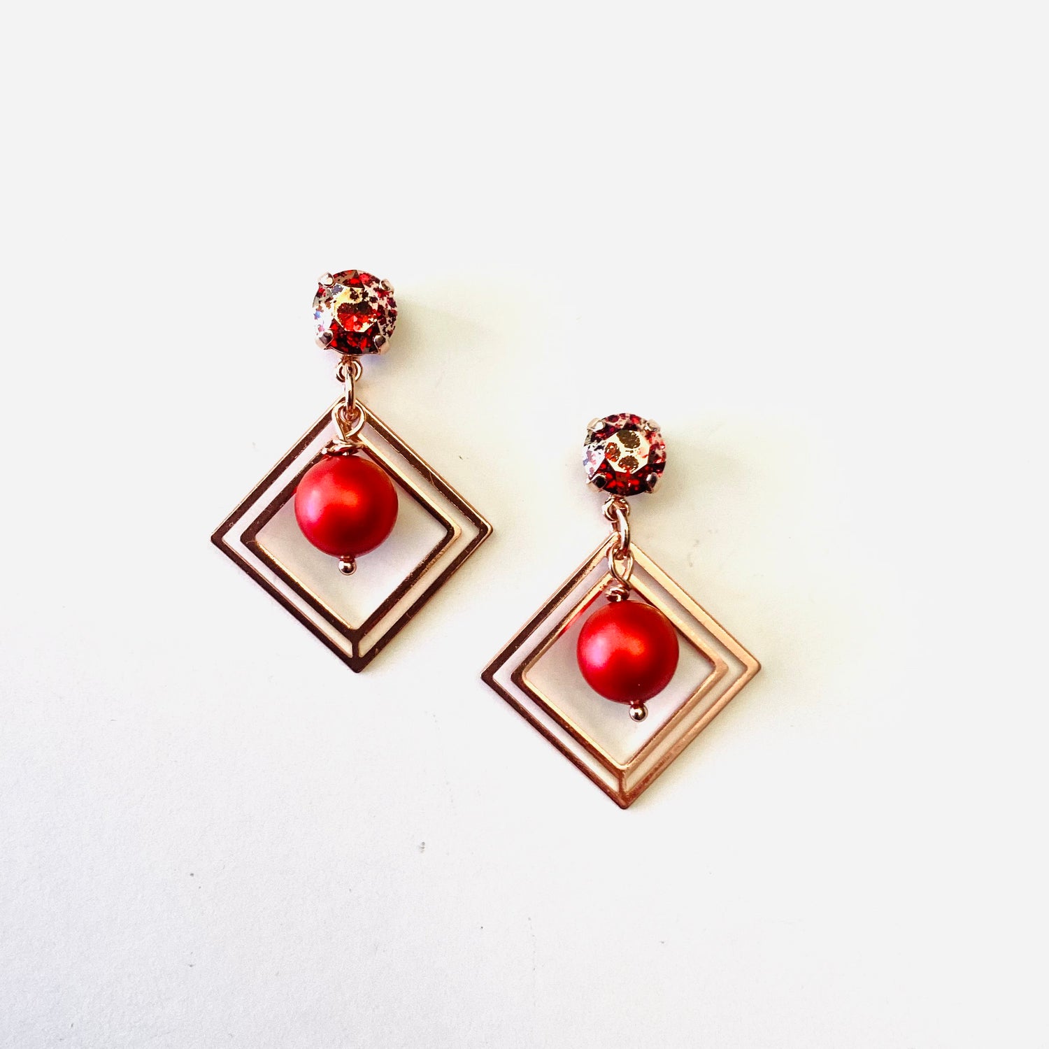 Square Whitney Earring in Scarlet Rose Patina