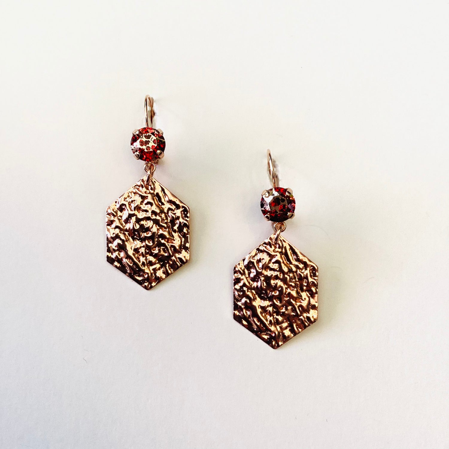 Crushed Metal Earring in Scarlet Rose Patina