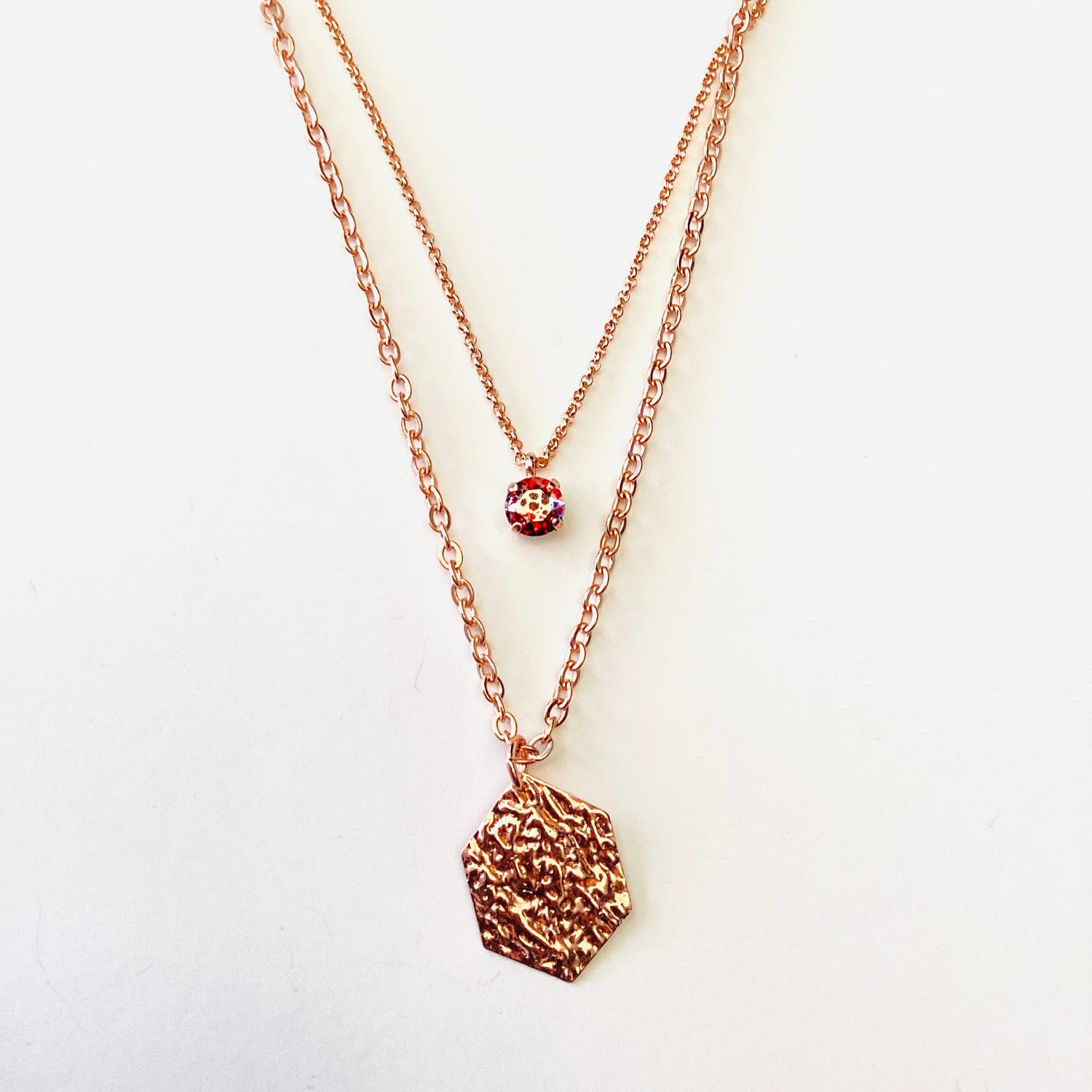 Double Strand Necklace in Scarlet Rose Patina