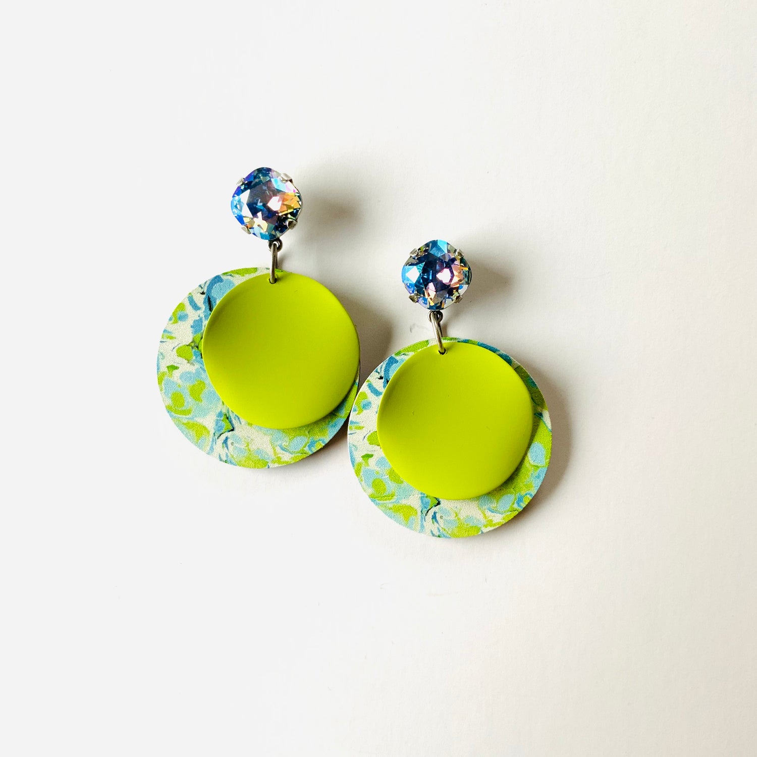Green + Blue Watercolor Earrings