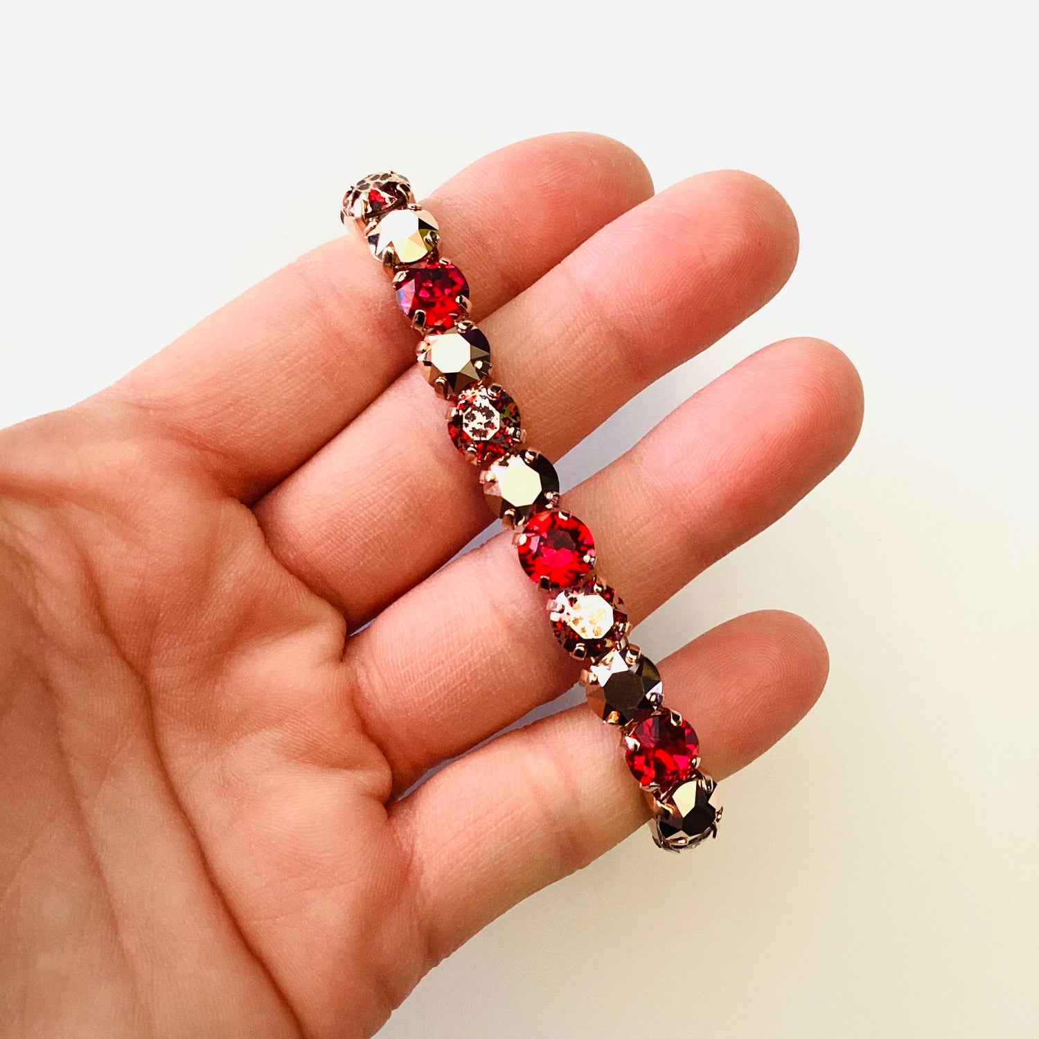 8mm Diamonds Stretch Bracelet in Scarlet Rose Patina