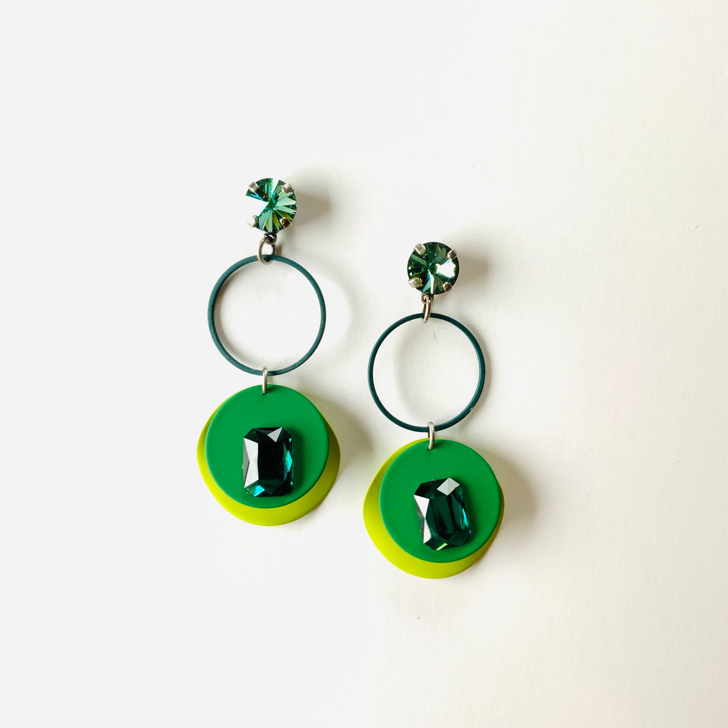 Shades of Green Matte Drop Earrings