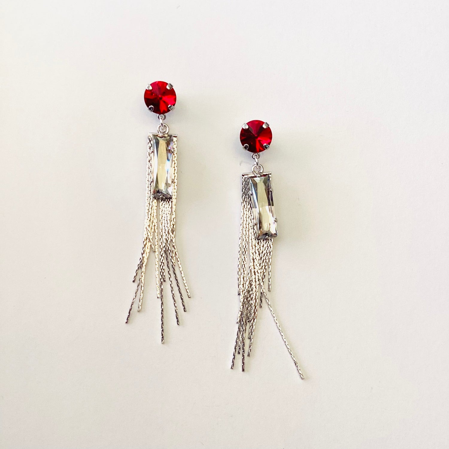 Statement Fringe Earring in Scarlet