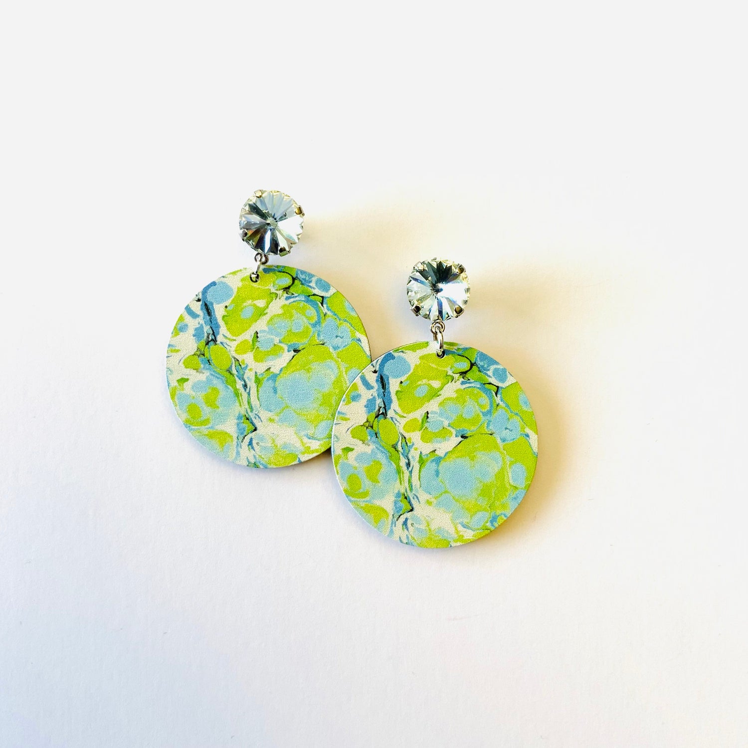 Green + Blue Watercolor Wood Earrings - KaraMarie