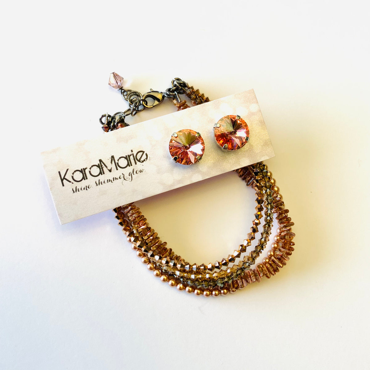 Multiple Beaded Strand Bracelet + Earring Set 