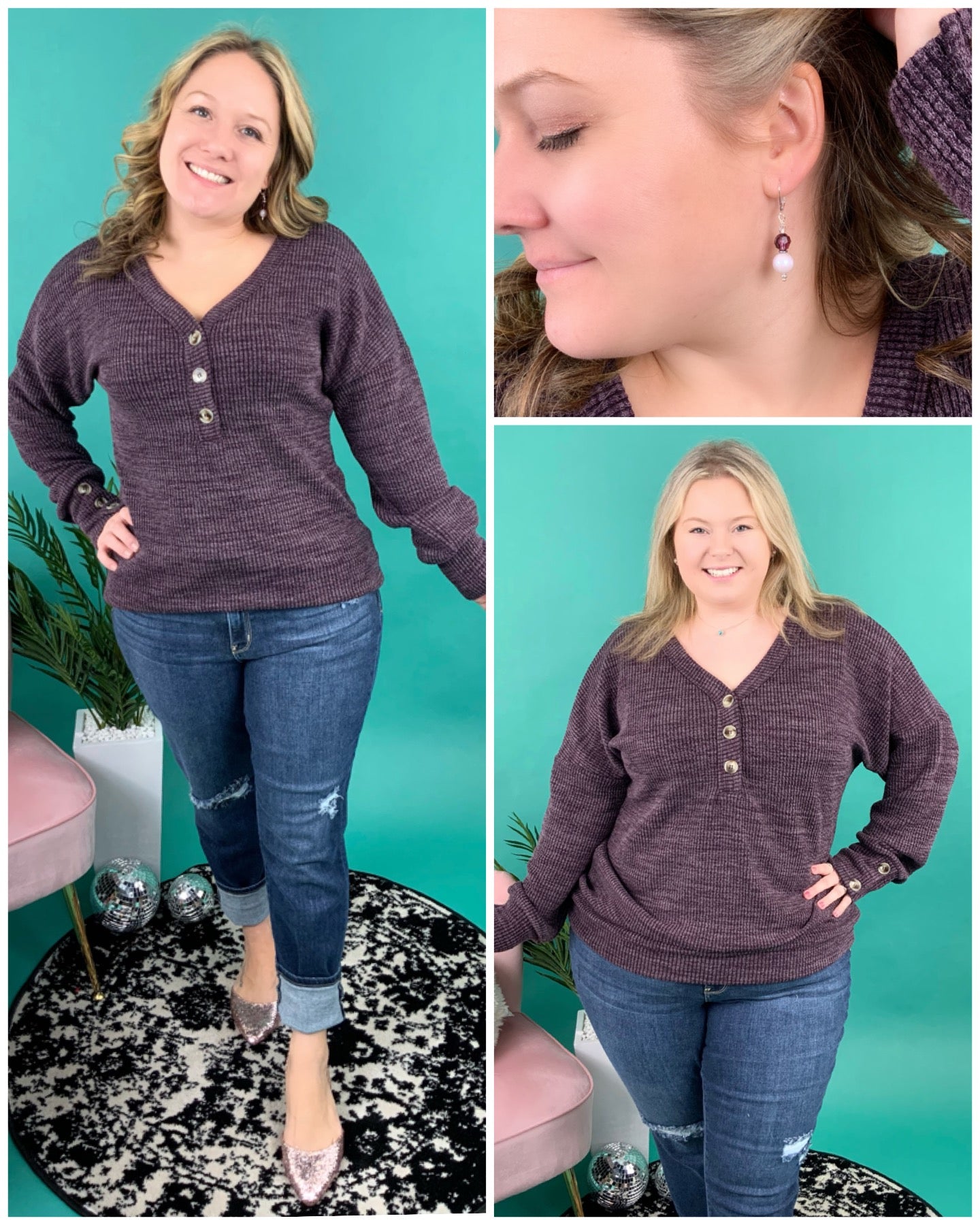 Iridescent White Plum Simple Drop Earrings