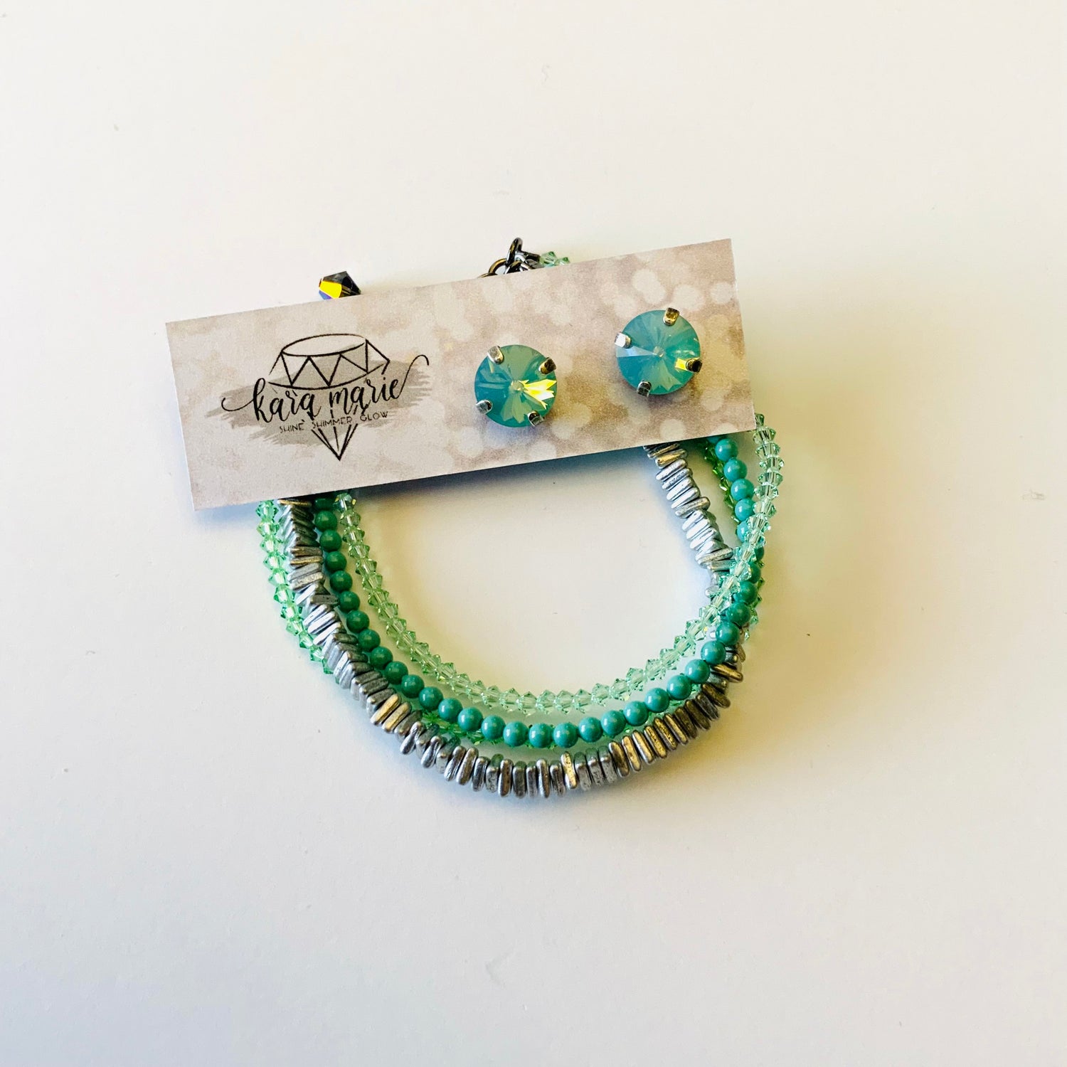 Multiple Beaded Strand Bracelet + Earring Set 