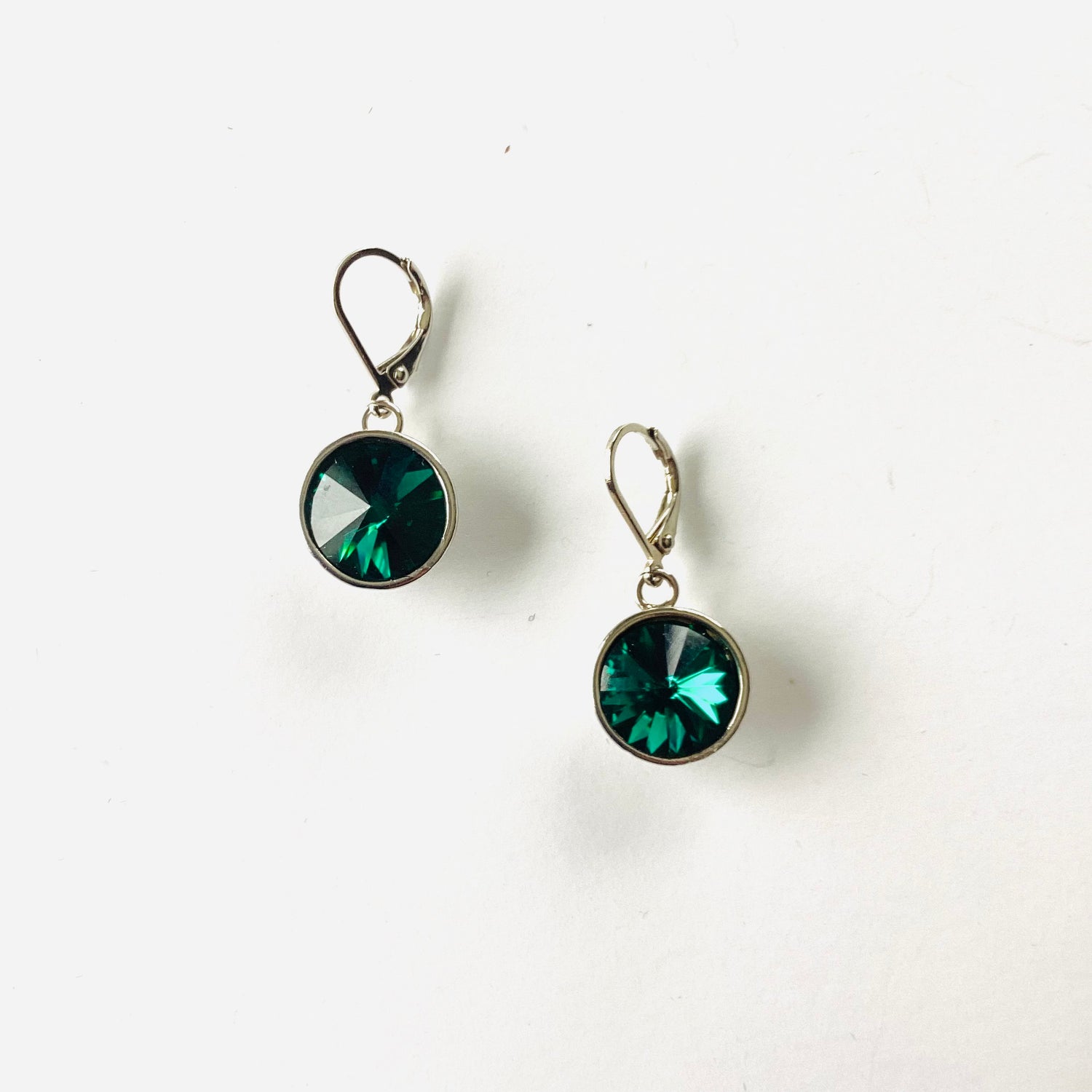 Rivoli Round Drop Earring in Emerald