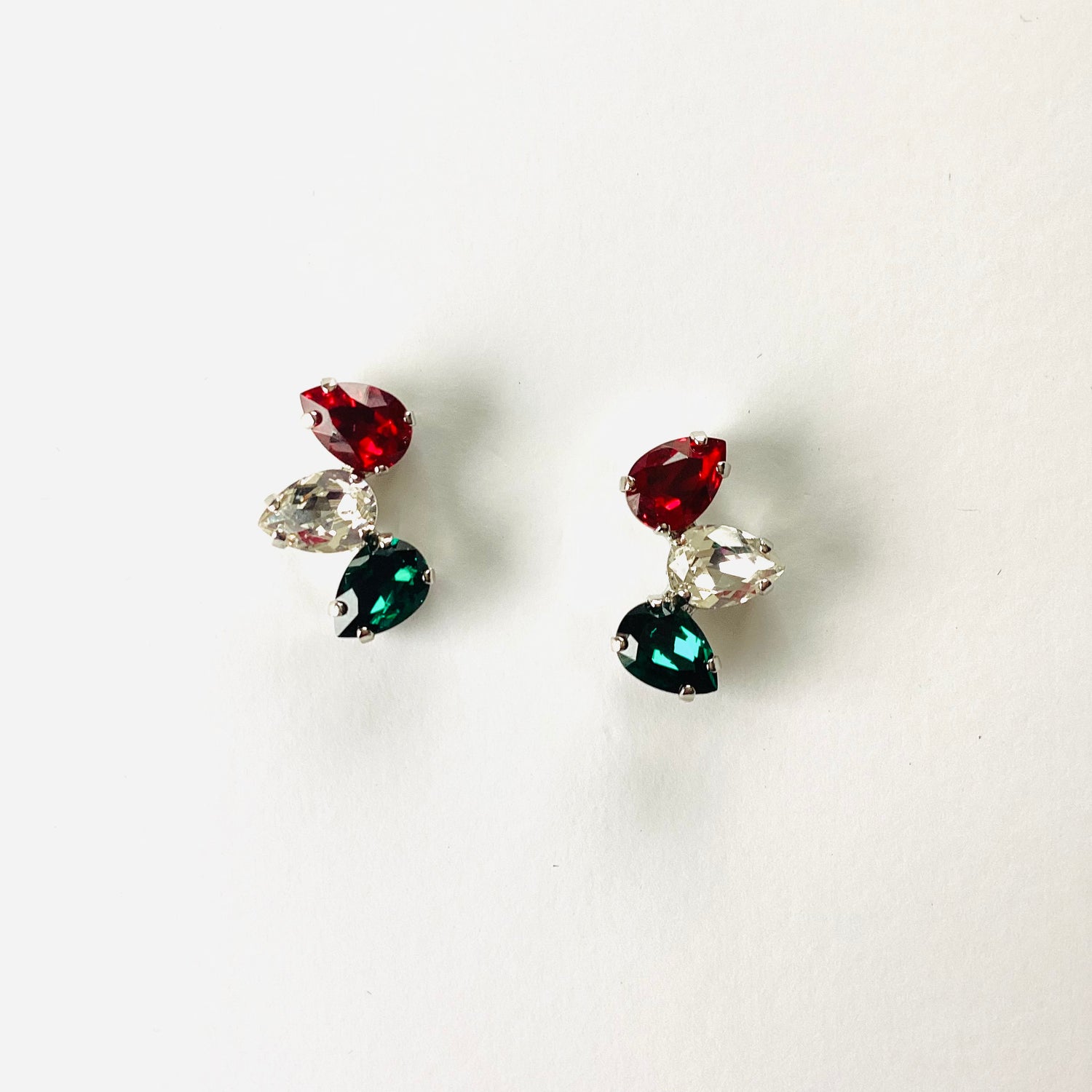 Pear Waterfall Earrings in Holiday Hues