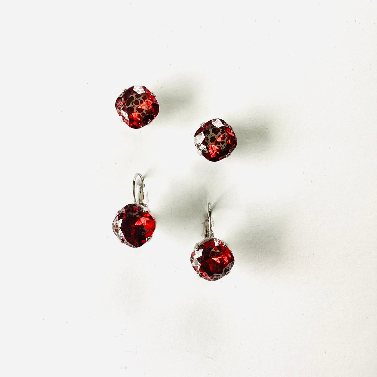 12mm Square Cushion Post or Drop Earring in Scarlett Silver Patina