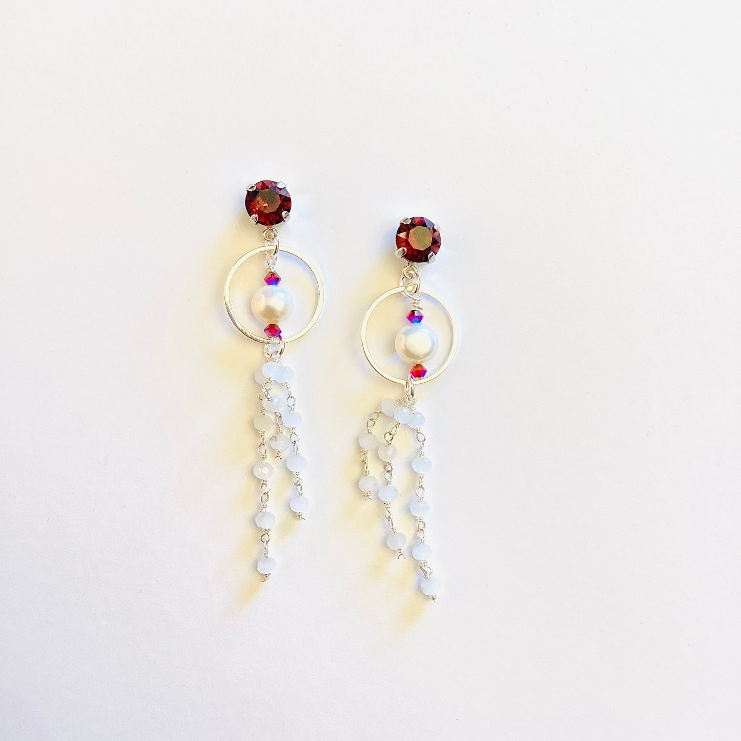 Once Again White Fringe Earrings