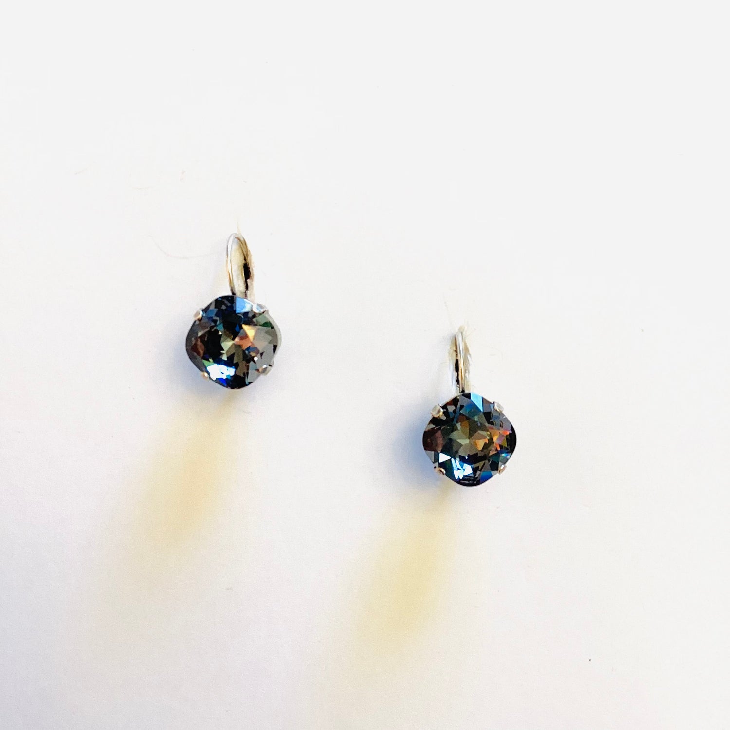 12mm Square Cushion Earring in Silver Night