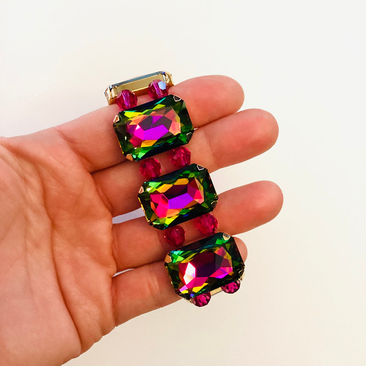 Statement Rectangle Bracelet in Vitrail Medium/Gold - KaraMarie