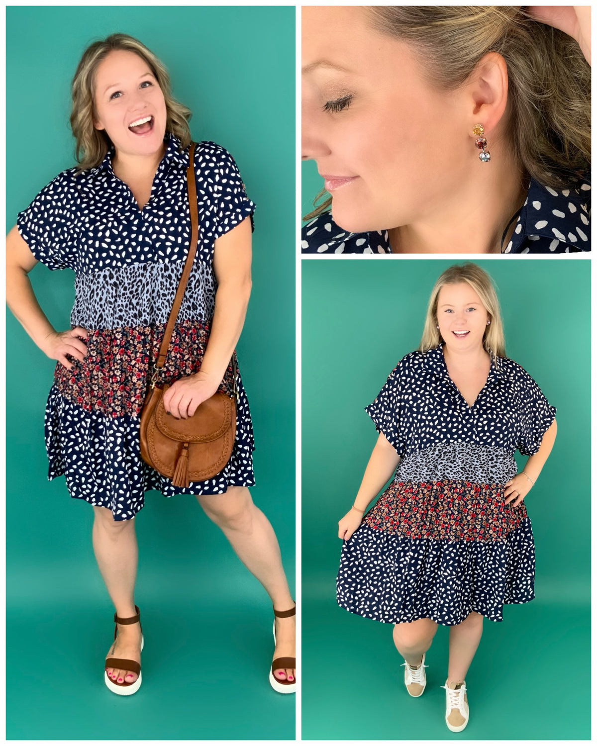 Navy Vibes Polka Dot Earrings - KaraMarie